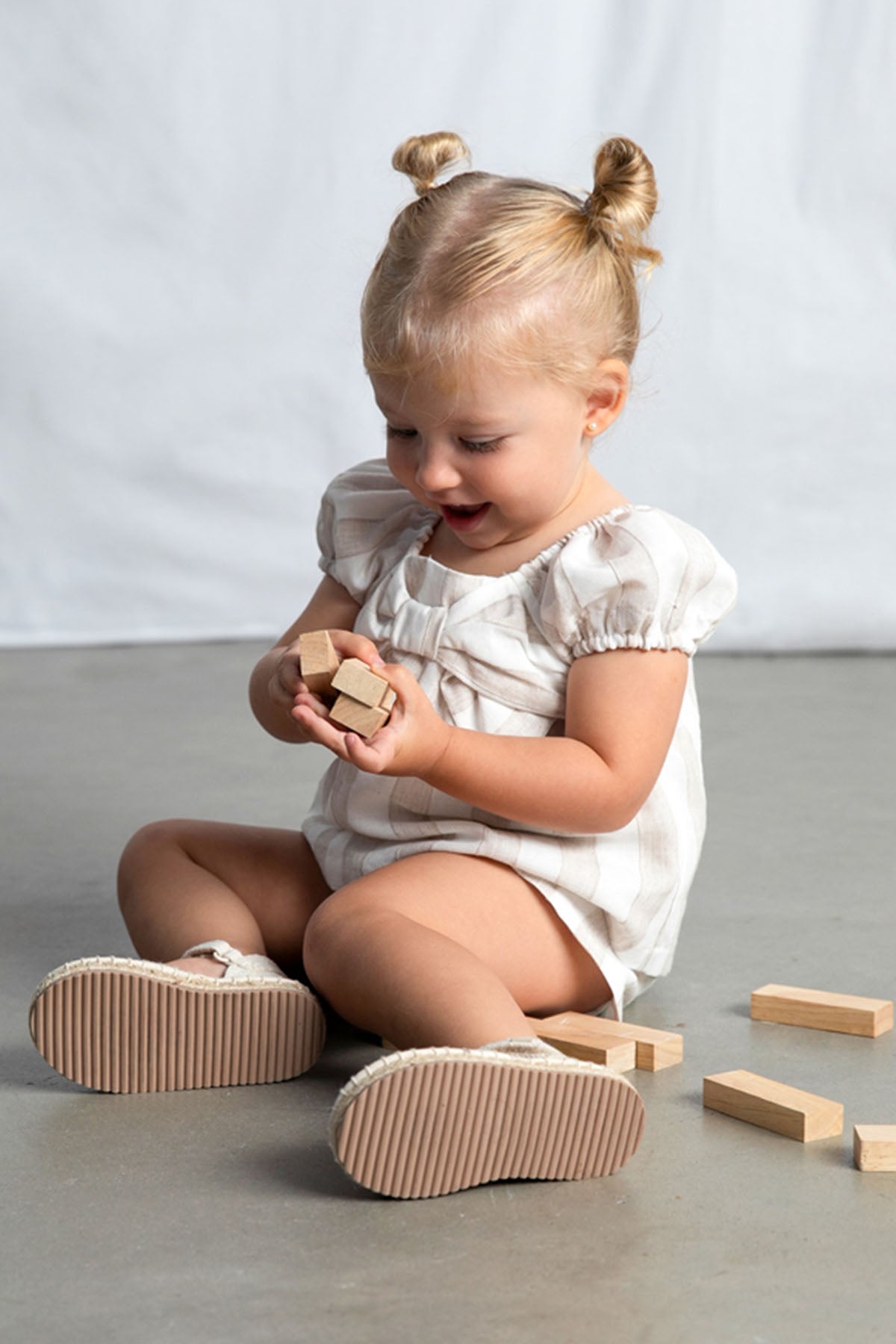 Striped shirt and shorts set Hazelnut