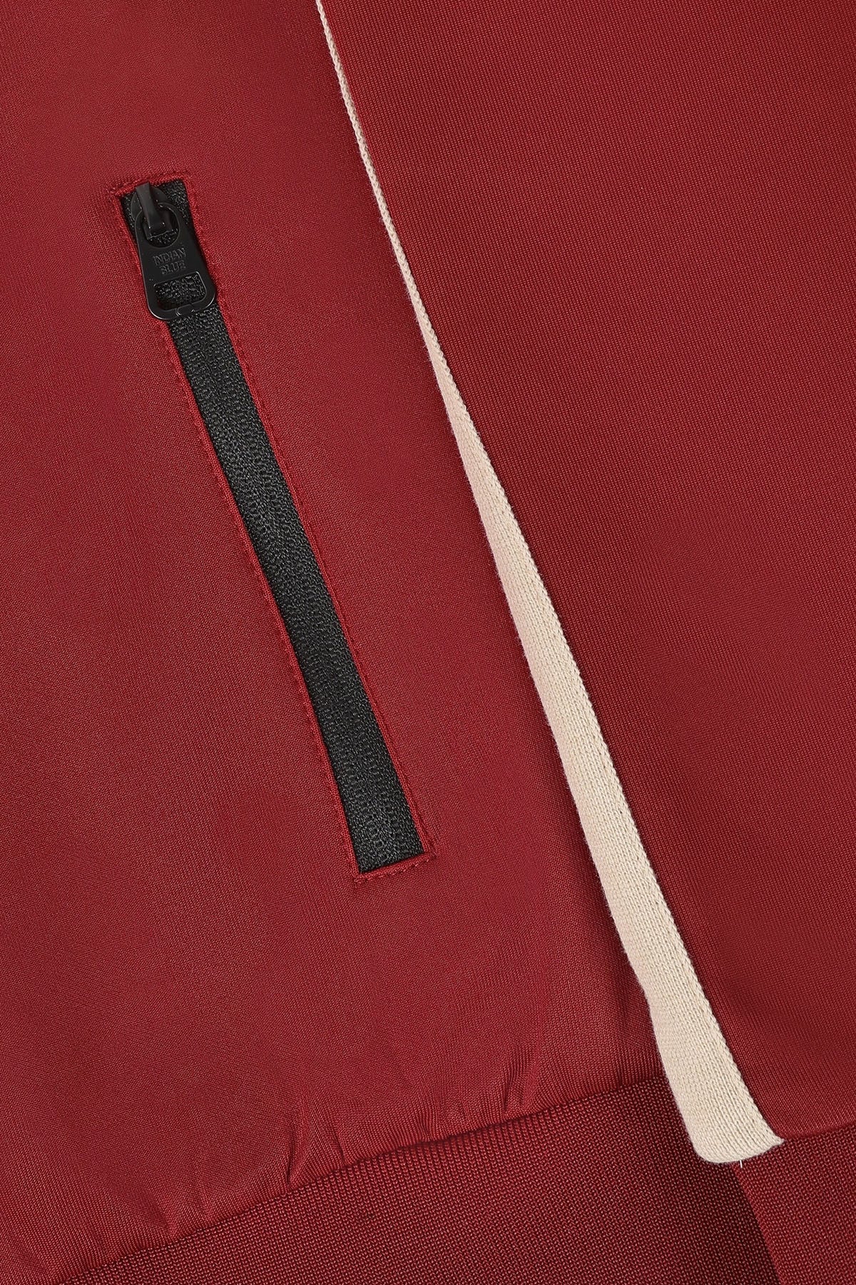 Zipper Jacket Contrast Sleeve