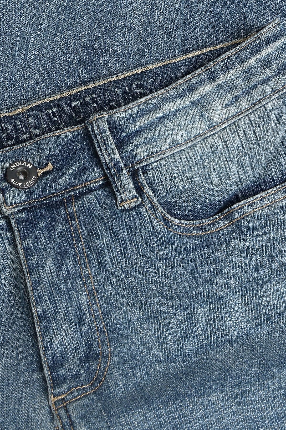 Wide Straight Fit Blue Jeans