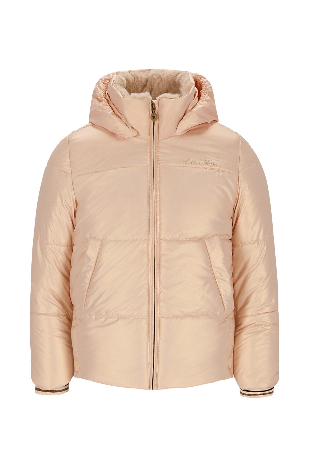 Aelin Flo girls short fancy hooded jacket apricot
