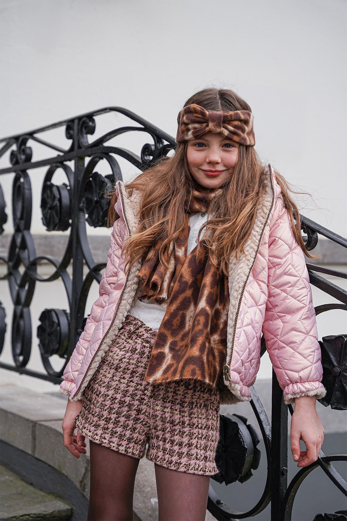 Nila Flo girls woven AO scarf + headband panther
