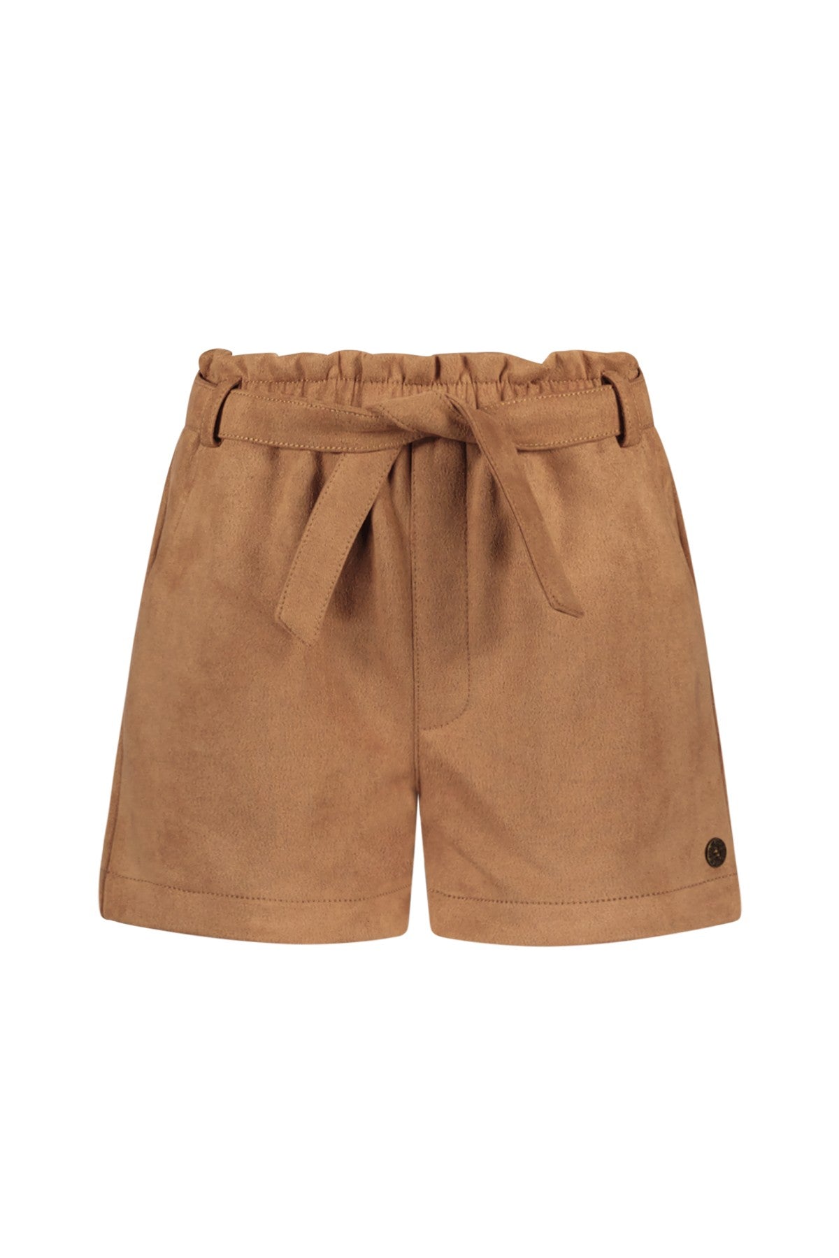 Fay-Linn Flo girls fake leather short with shell belt camel