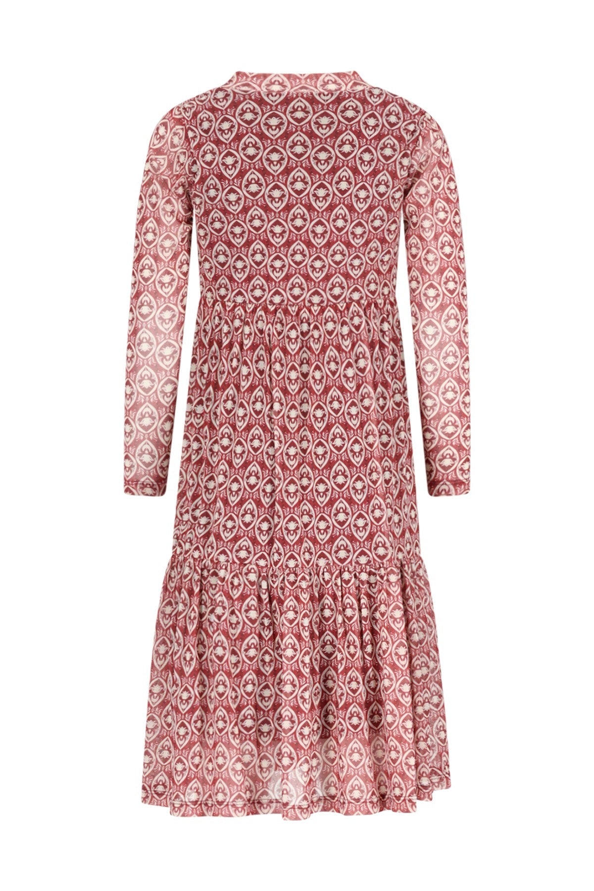 Mae Flo girls midi AOP mesh dress red