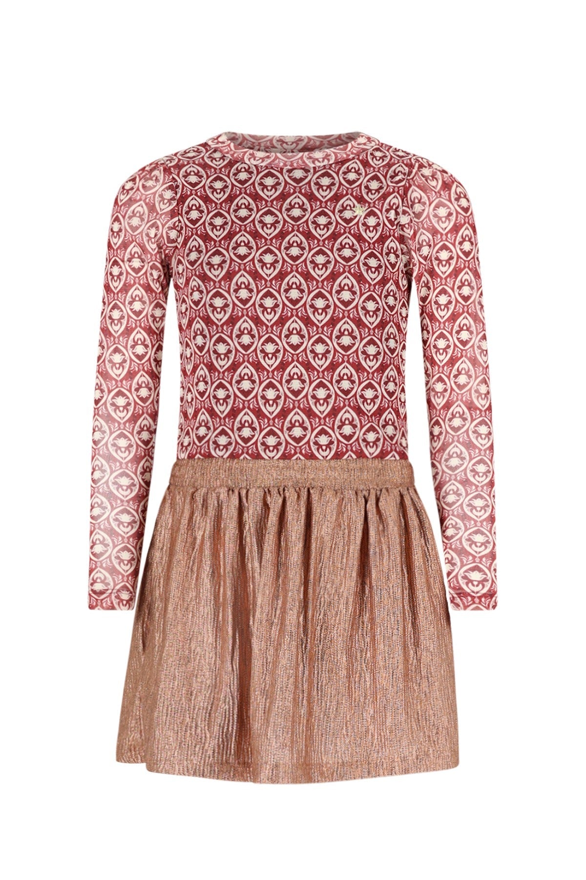 Mira Flo girls mesh top with metallic skirt rood