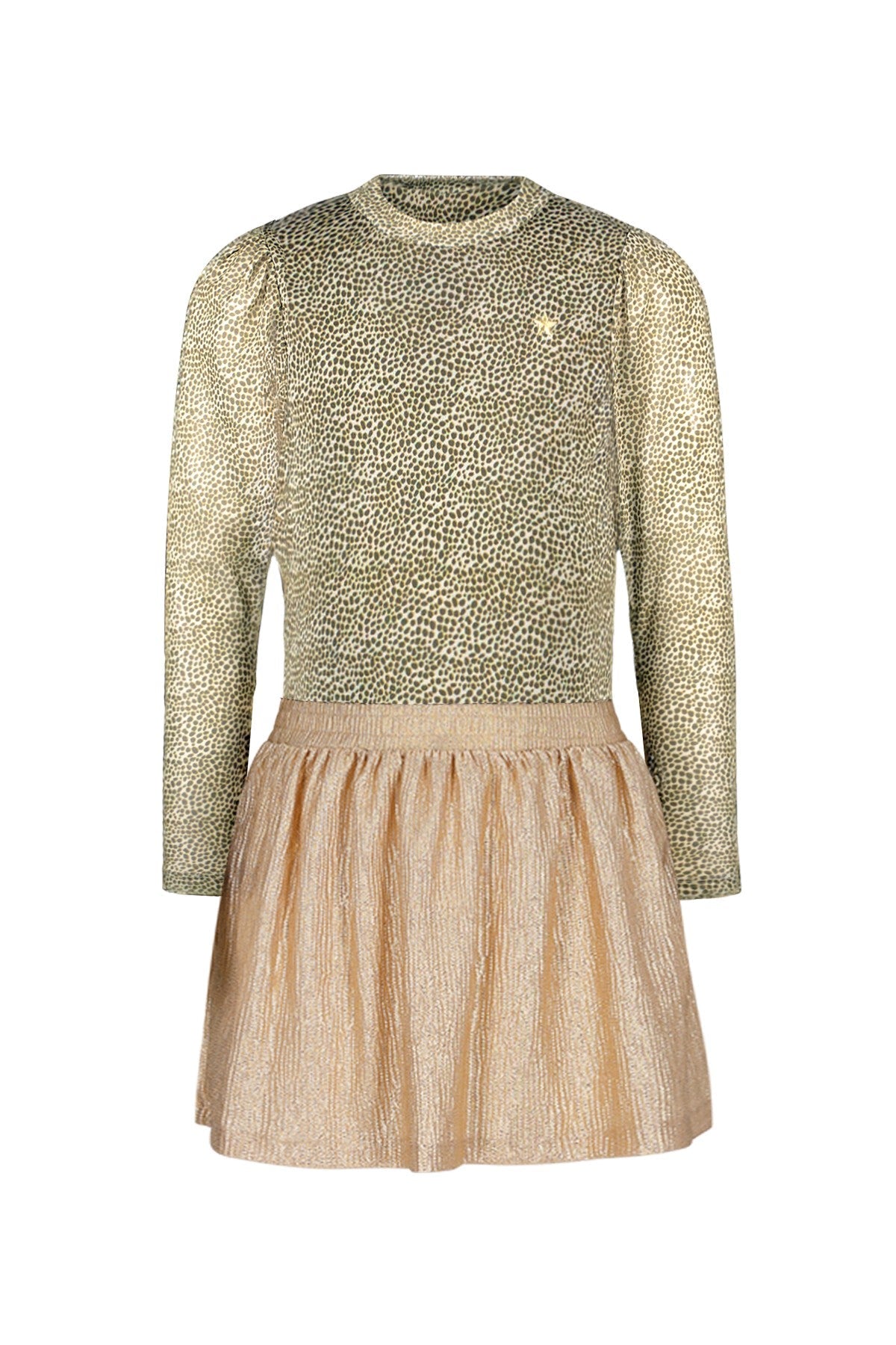 Mira Flo girls mesh top with metallic skirt groen
