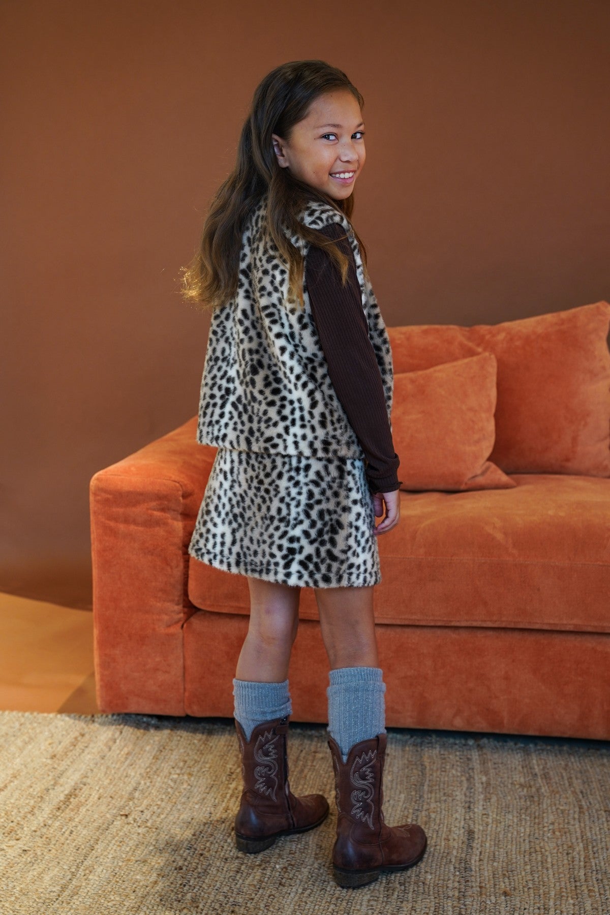 Samm faux fur skirt with elastic WB