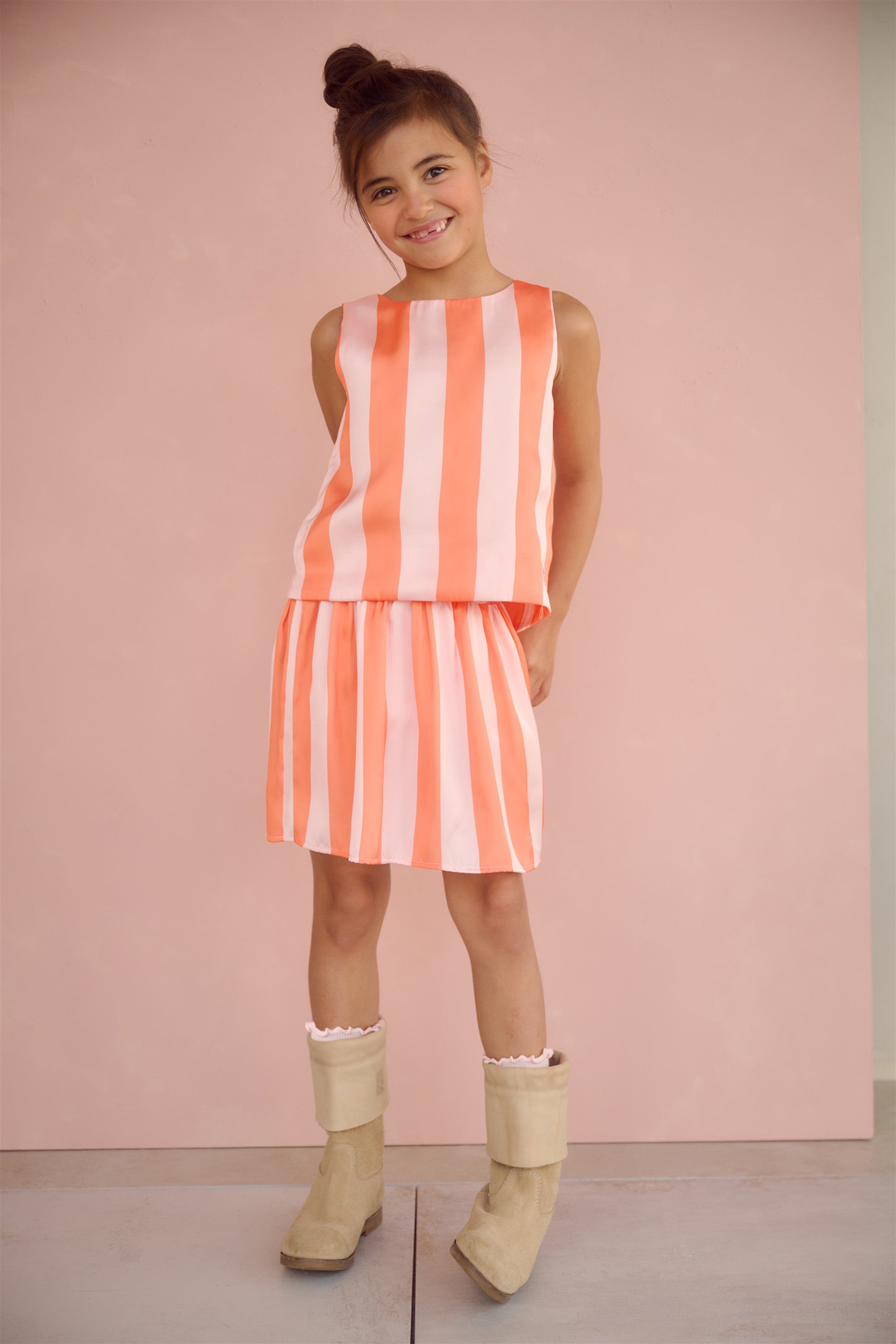 Ninu Satin Blok Striped Skirt
