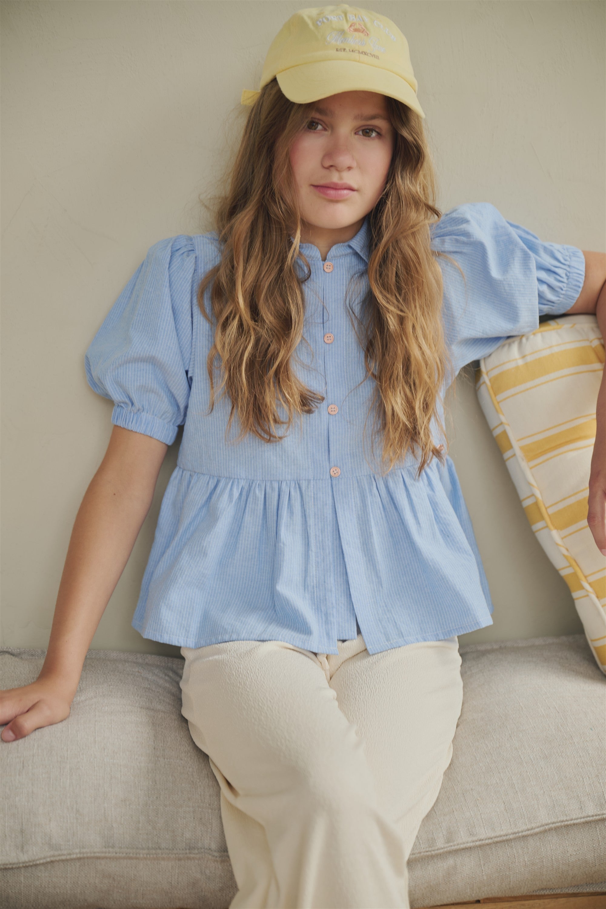 Tiggs Sttiped Blouse puff sleeve