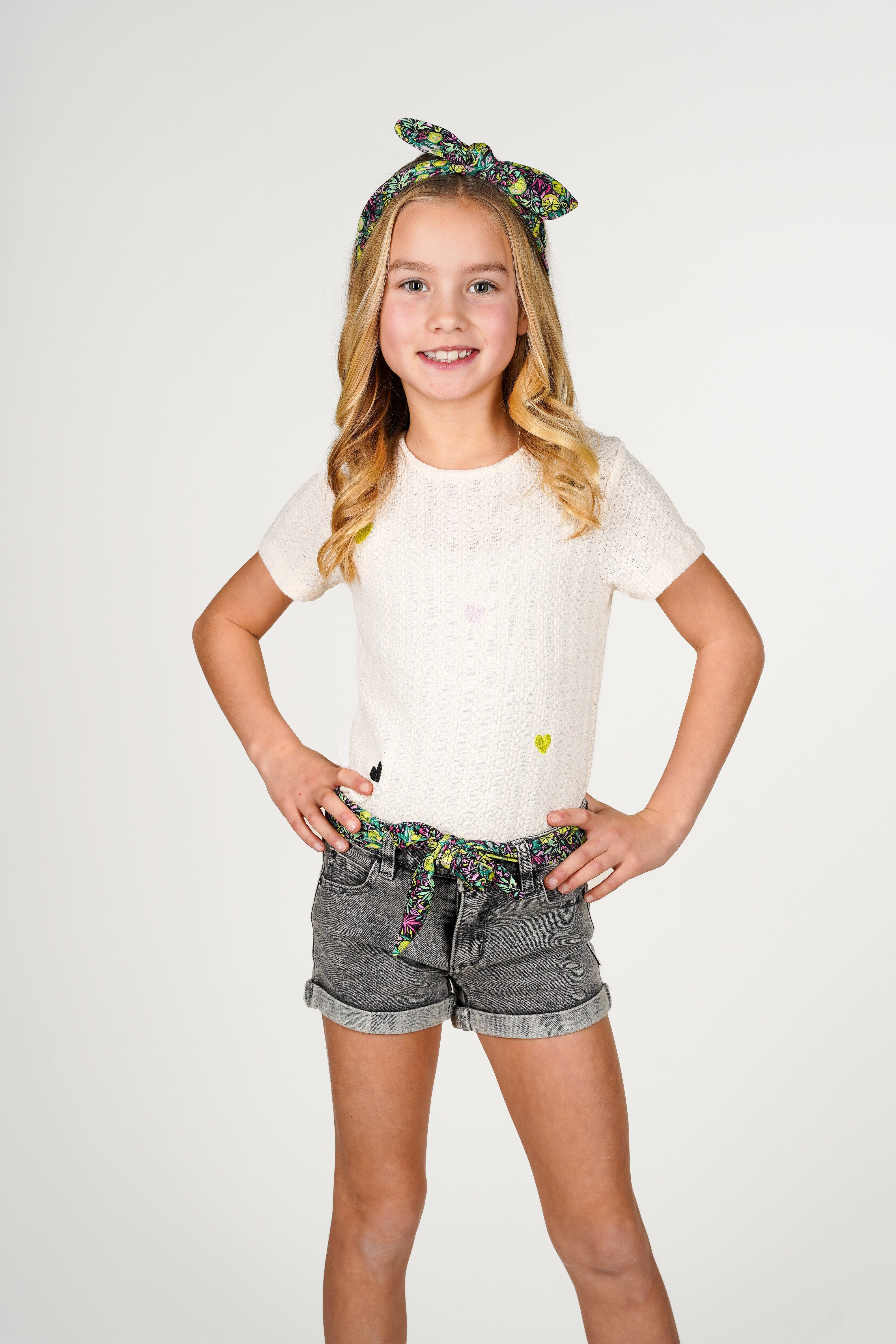 Patty denim shorts with printed belt