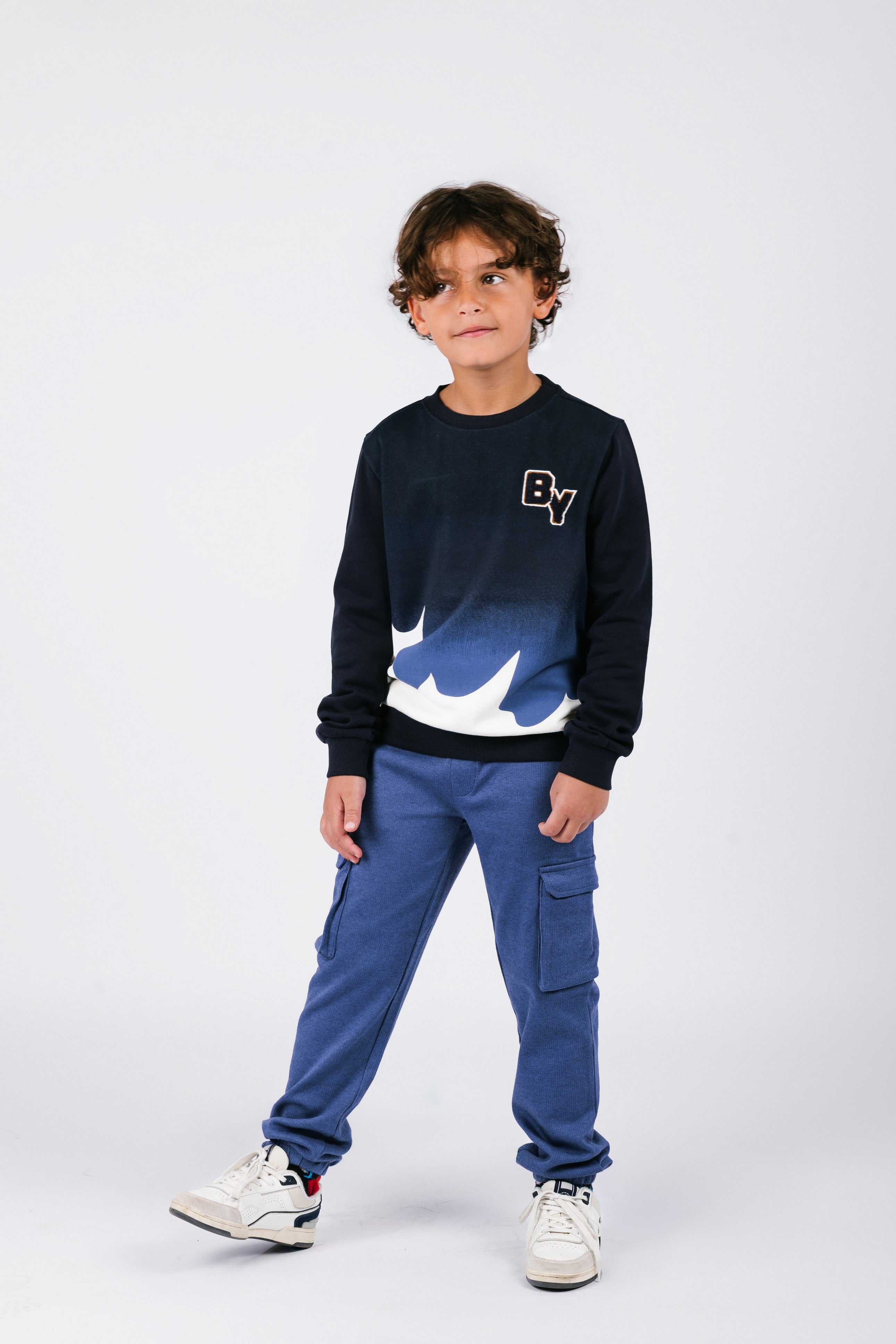 Scott B.Nosy boys printer sweater navy