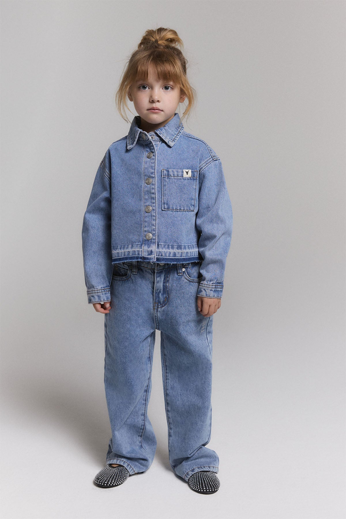 kids woven flowy denim jacket