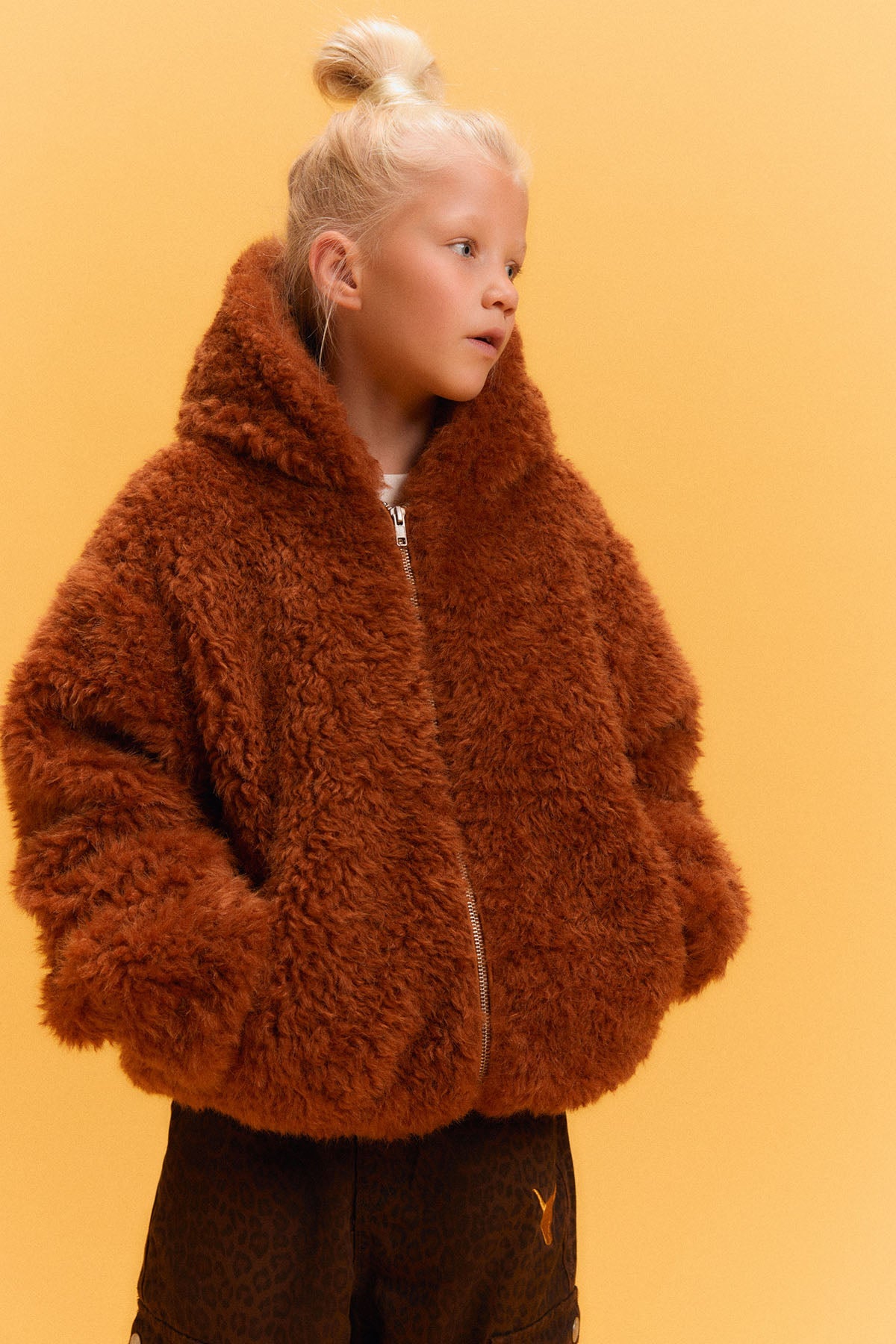 kids woven fur coat