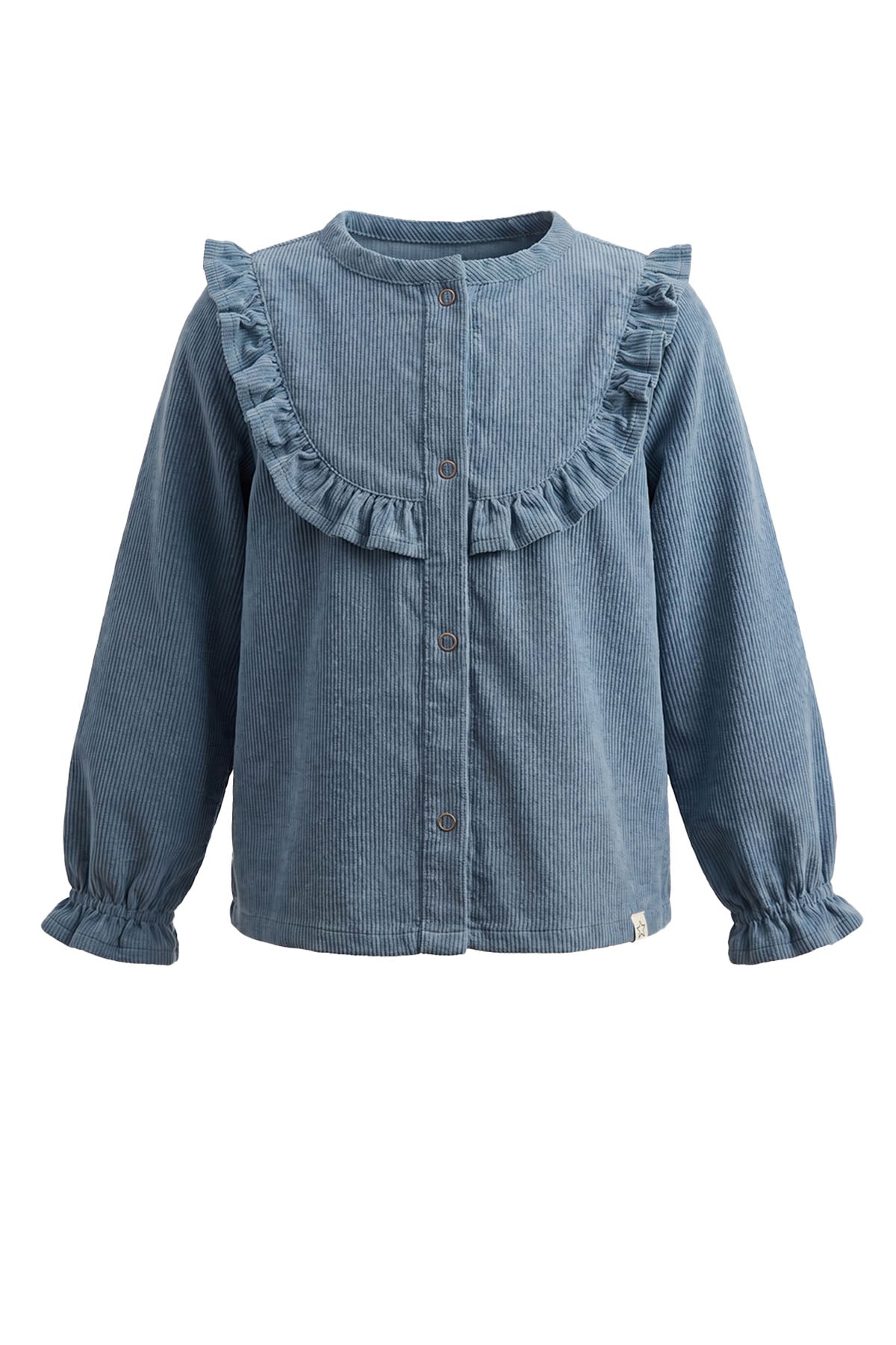Rib Denim | Ruffle Blouse