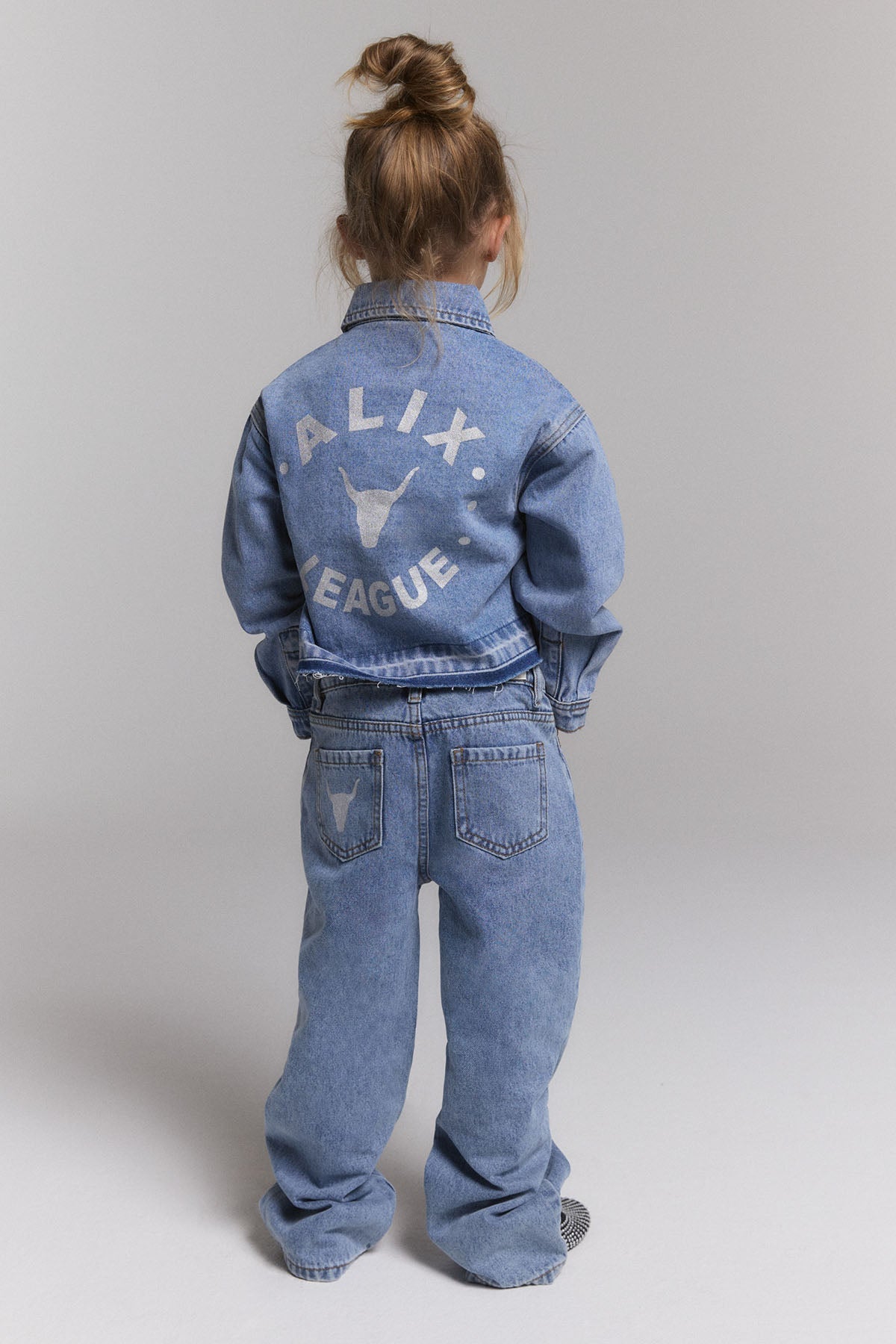 kids woven flowy denim pants