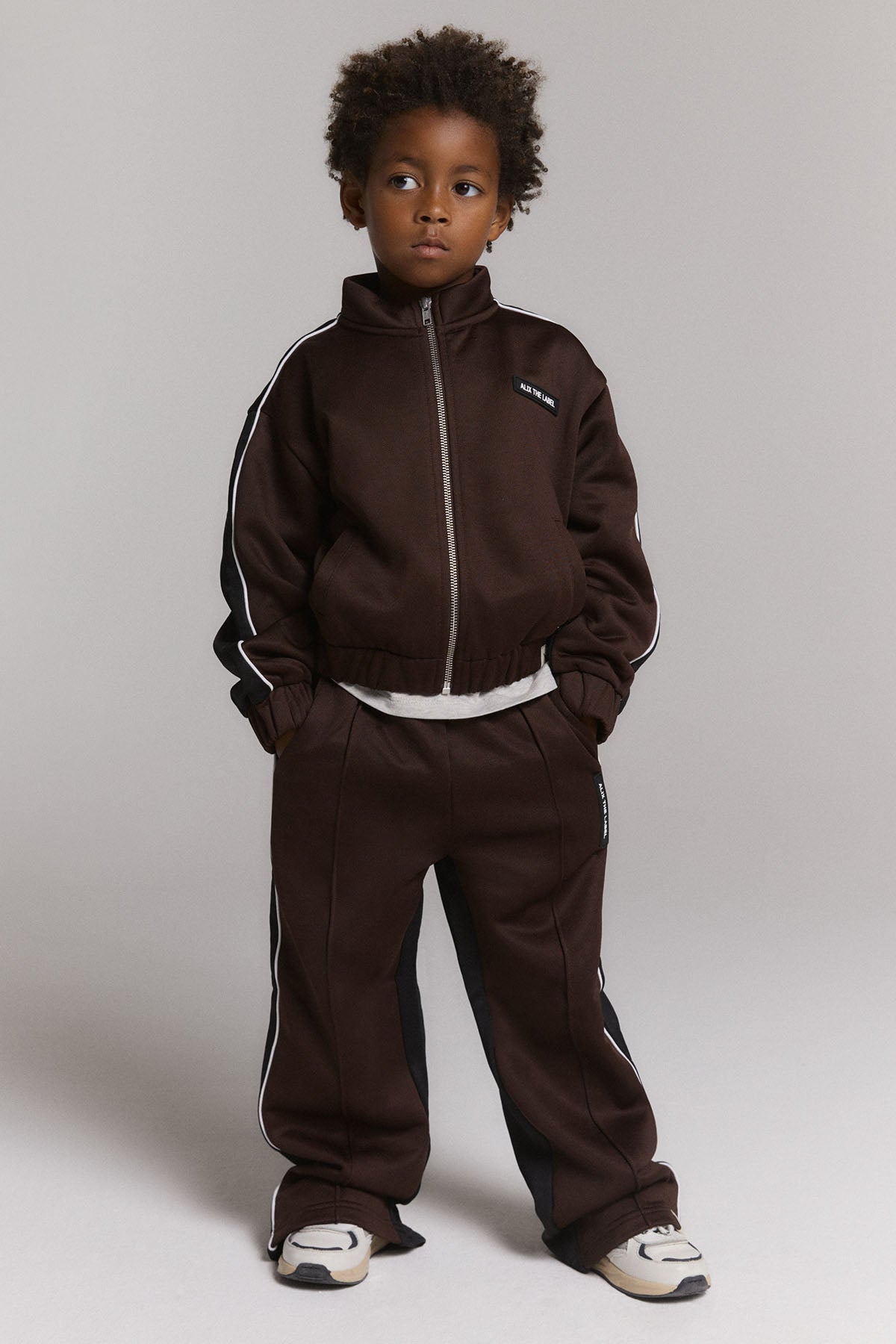 kids knitted colourblock training pants