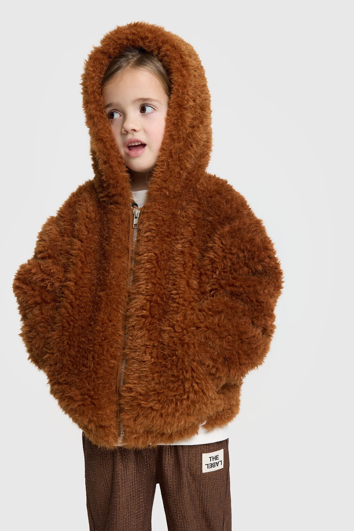kids woven fur coat