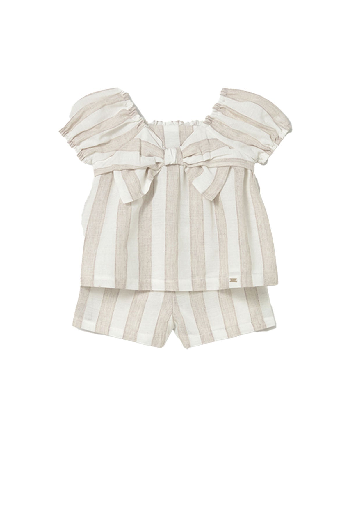 Striped shirt and short set Hazelnut