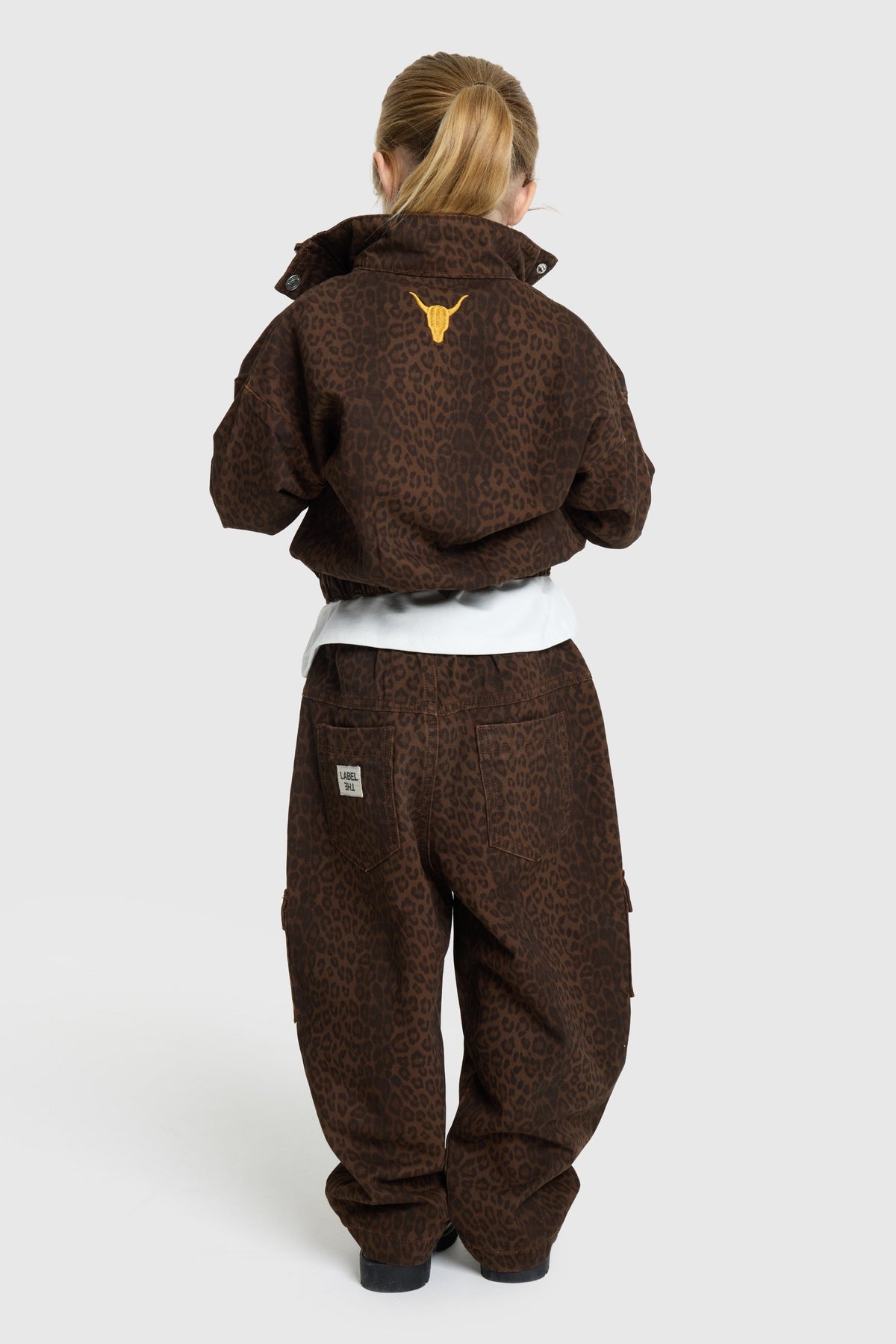 kids woven leopard cargo pants