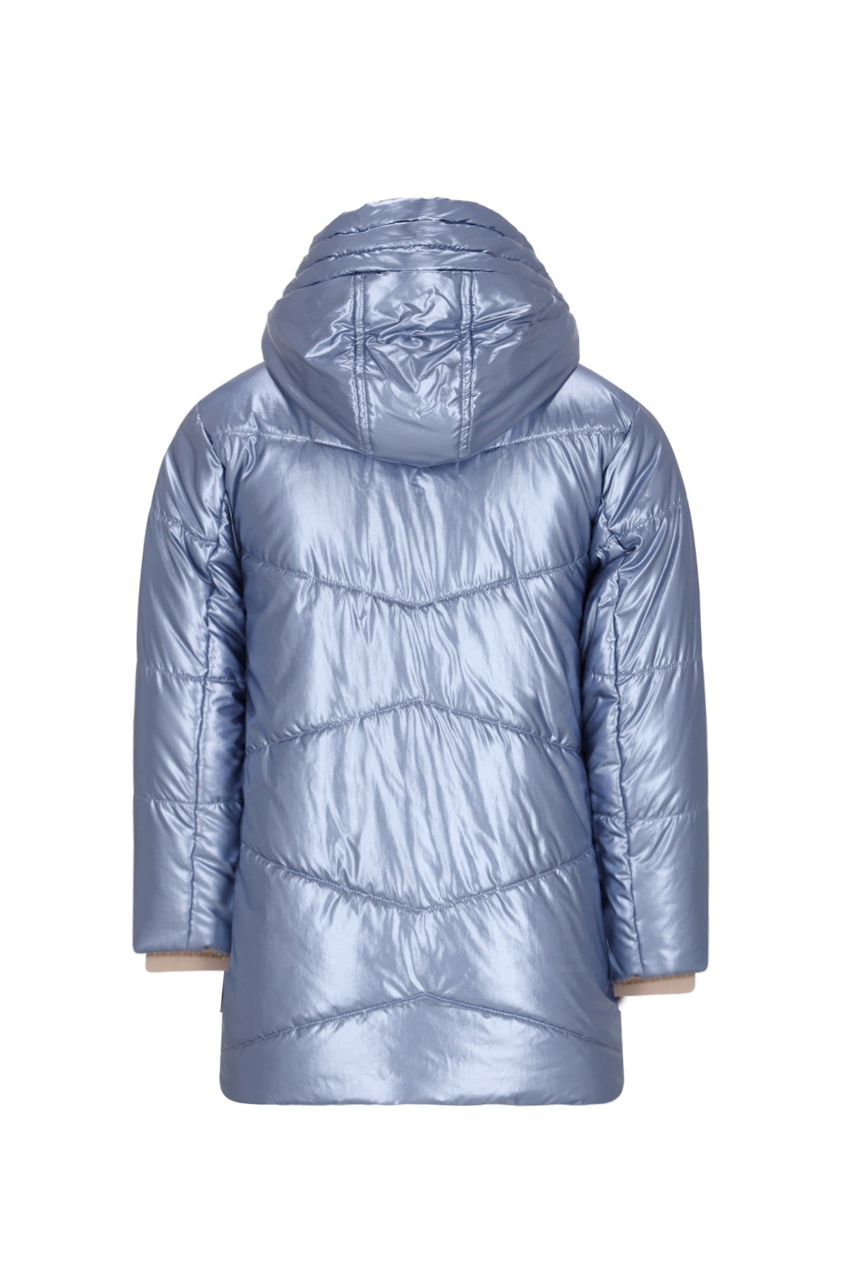 Abbi Flo girls fancy quilted hooded jacket ice blue