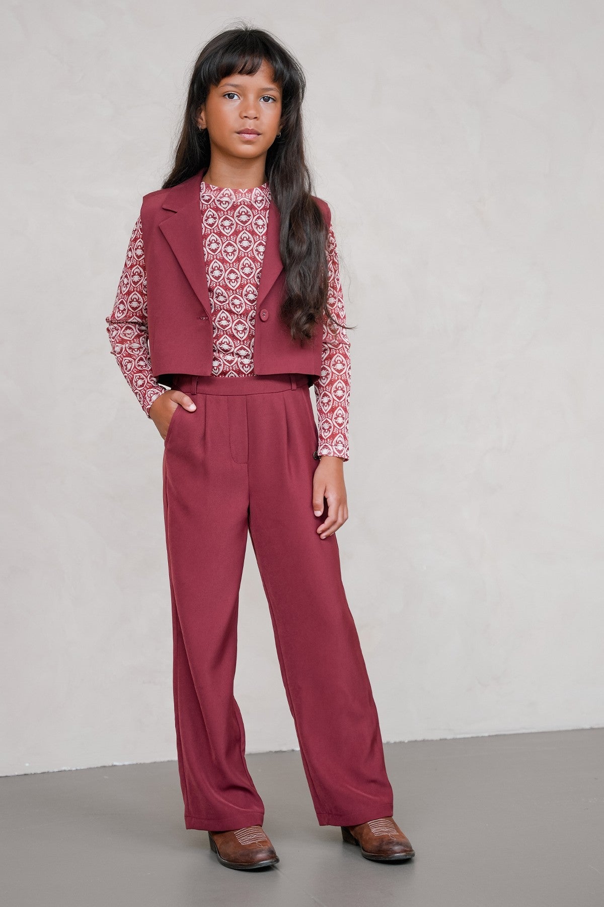 Fab Flo girls pantalon cherry