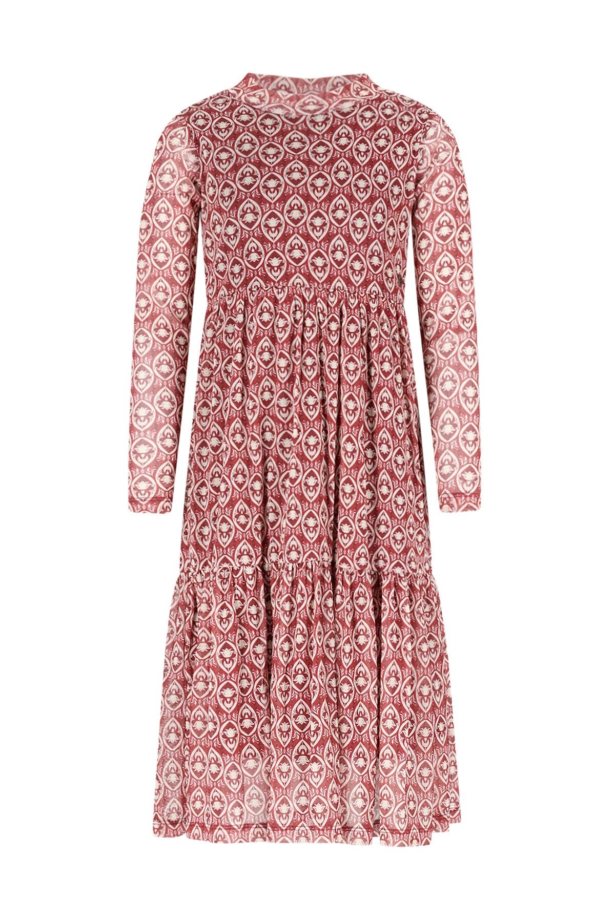 Mae Flo girls midi AOP mesh dress rood