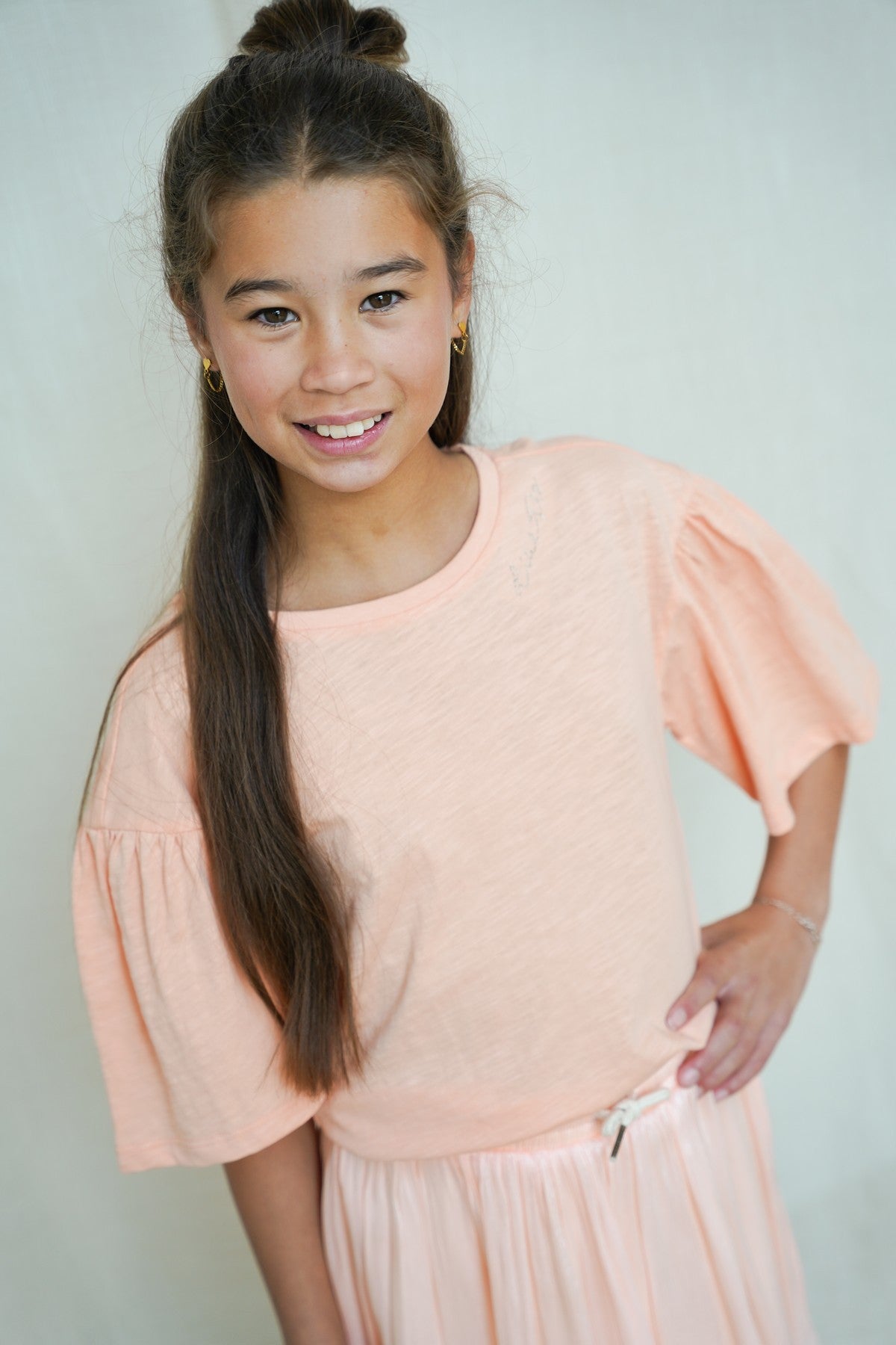 Estelle Flo girls tee with ruffle sleeves