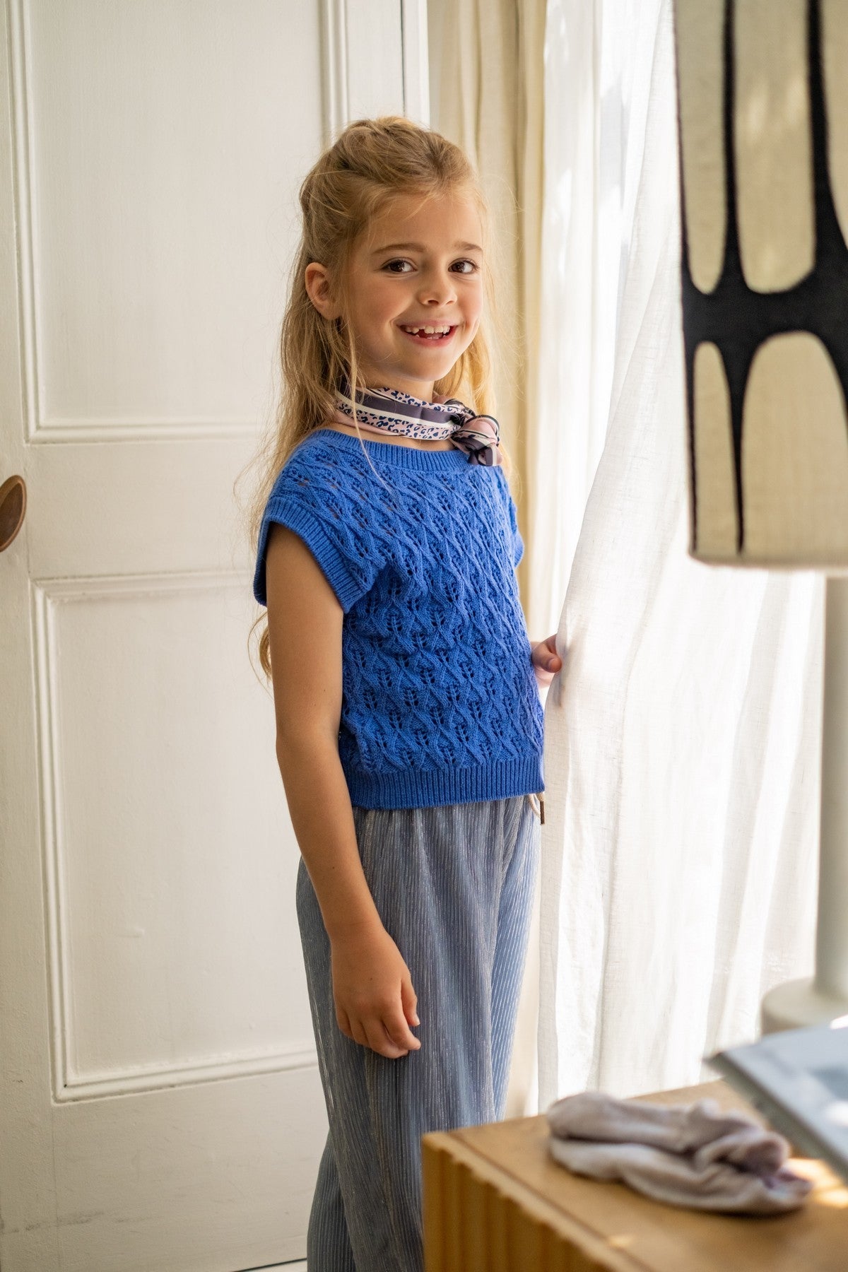 Fenna Flo girls metallic plissé pants