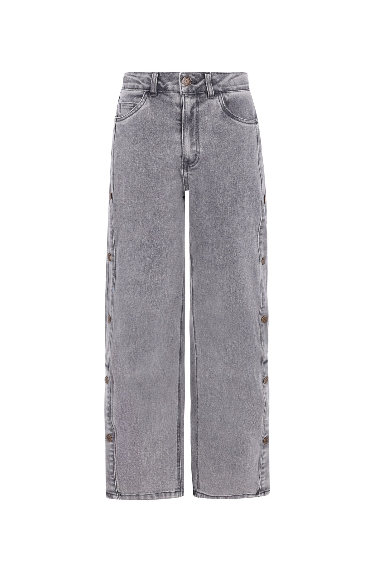 Fieke straight leg denim pants with button details