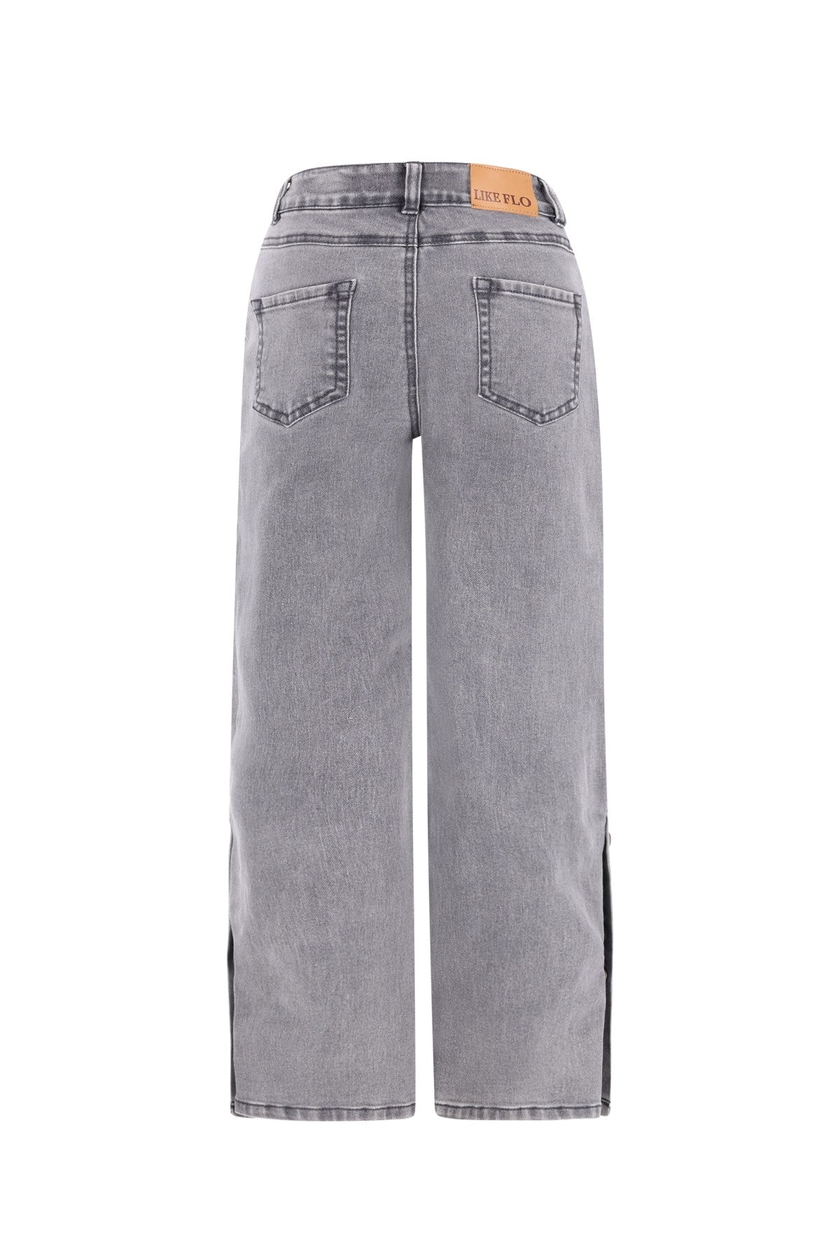 Fieke straight leg denim pants with button details