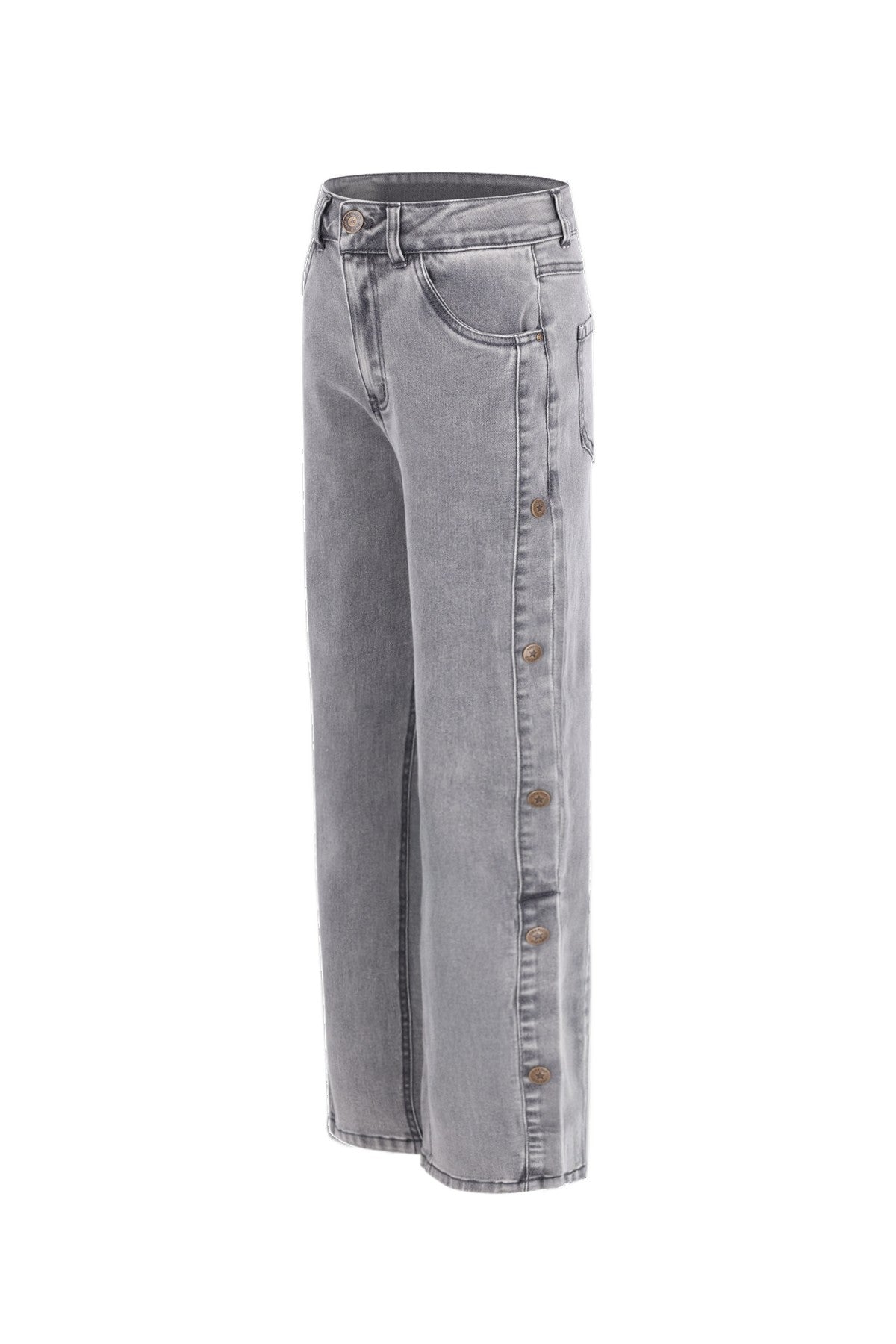 Fieke straight leg denim pants with button details