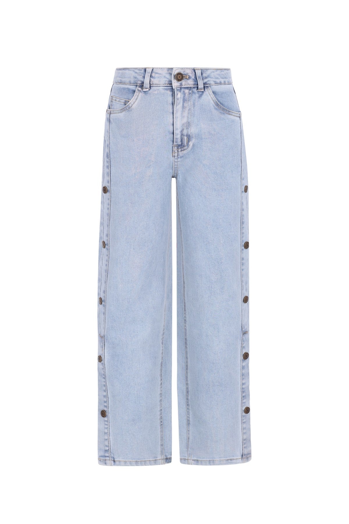 Fieke straight leg denim pants with button details