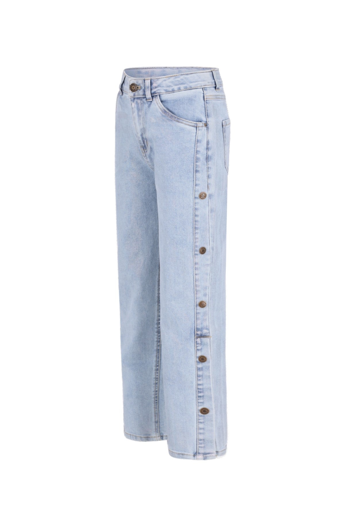 Fieke straight leg denim pants with button details