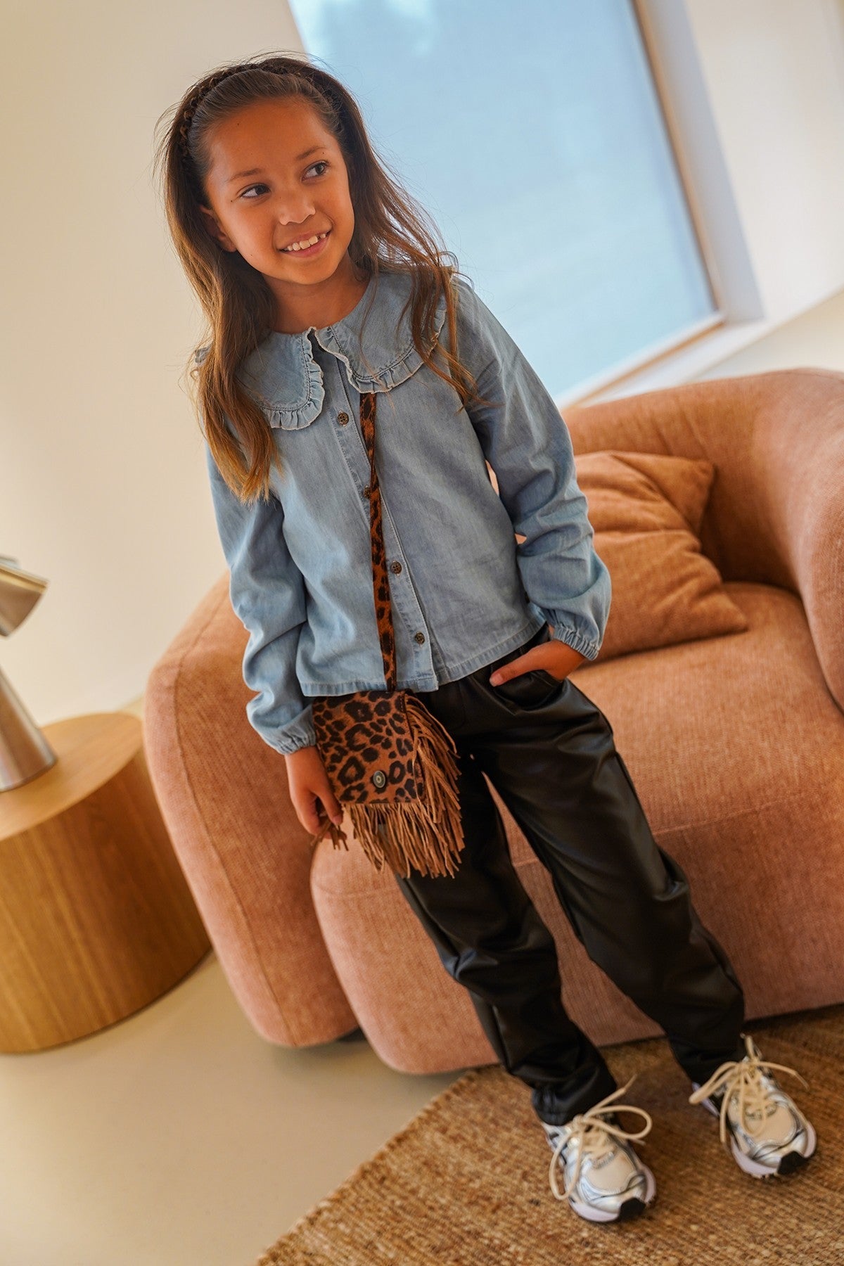 Feyza faux leather pants with elastic detail