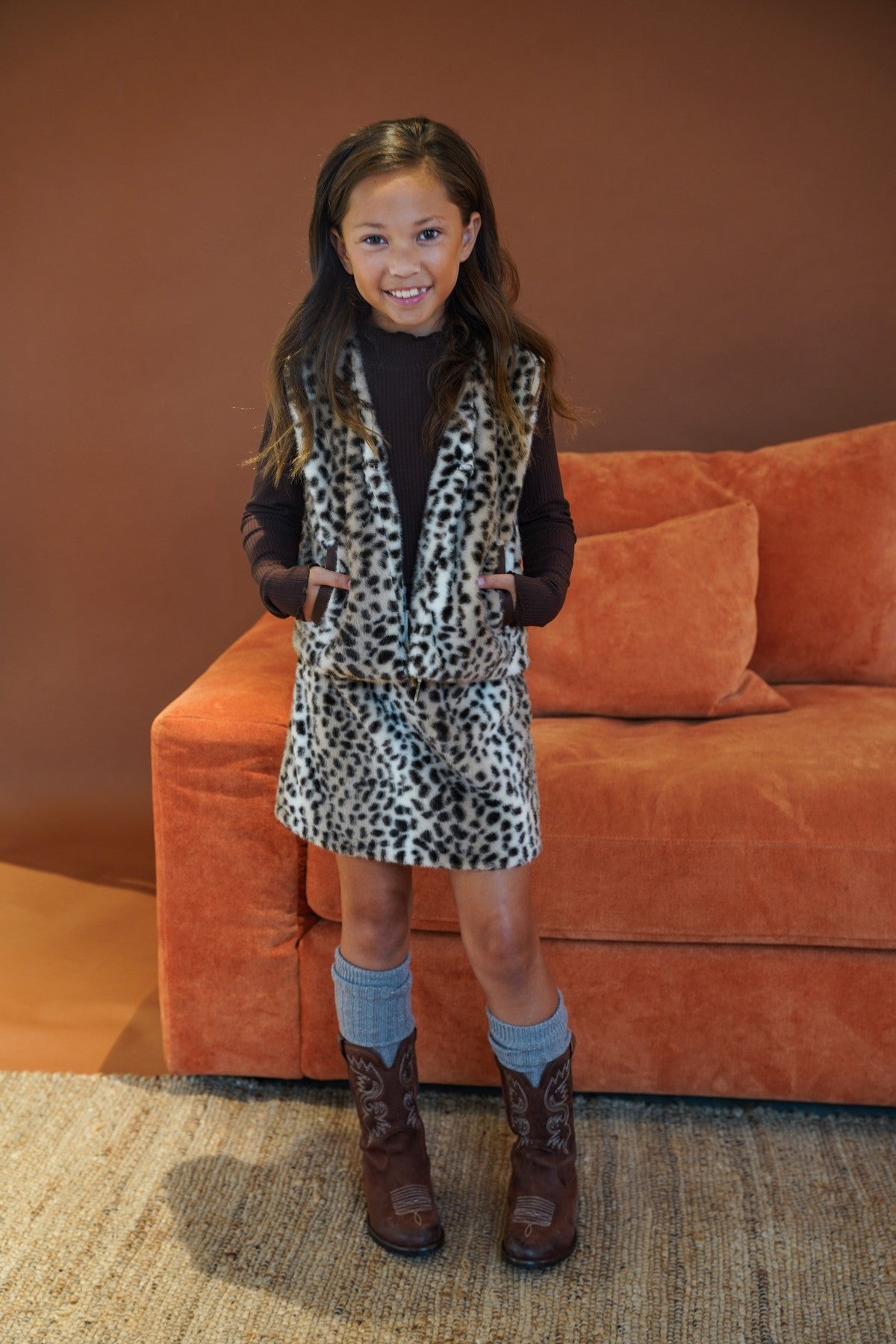 Samm faux fur skirt with elastic WB