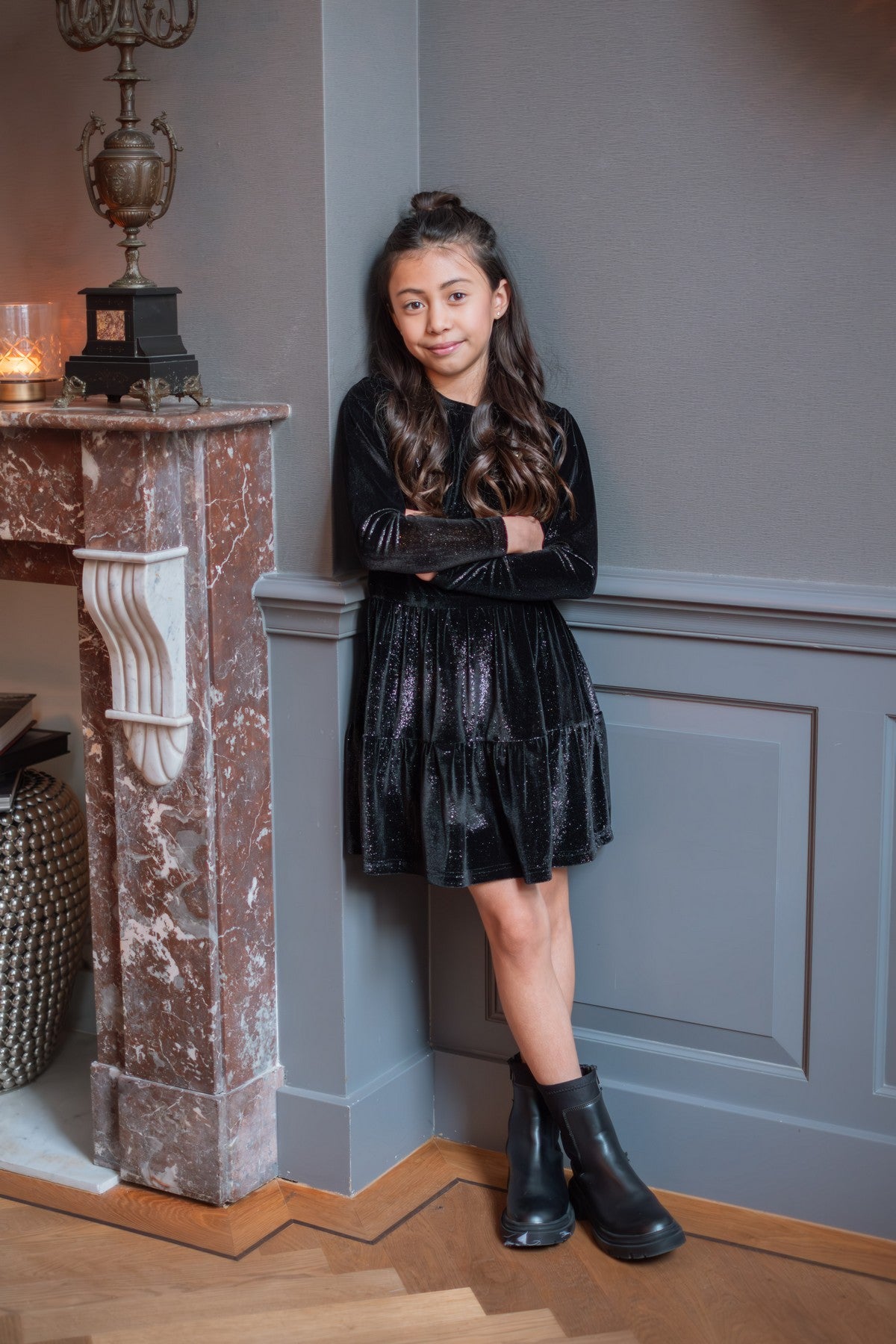 Messie jersey dress with puffy sleeves