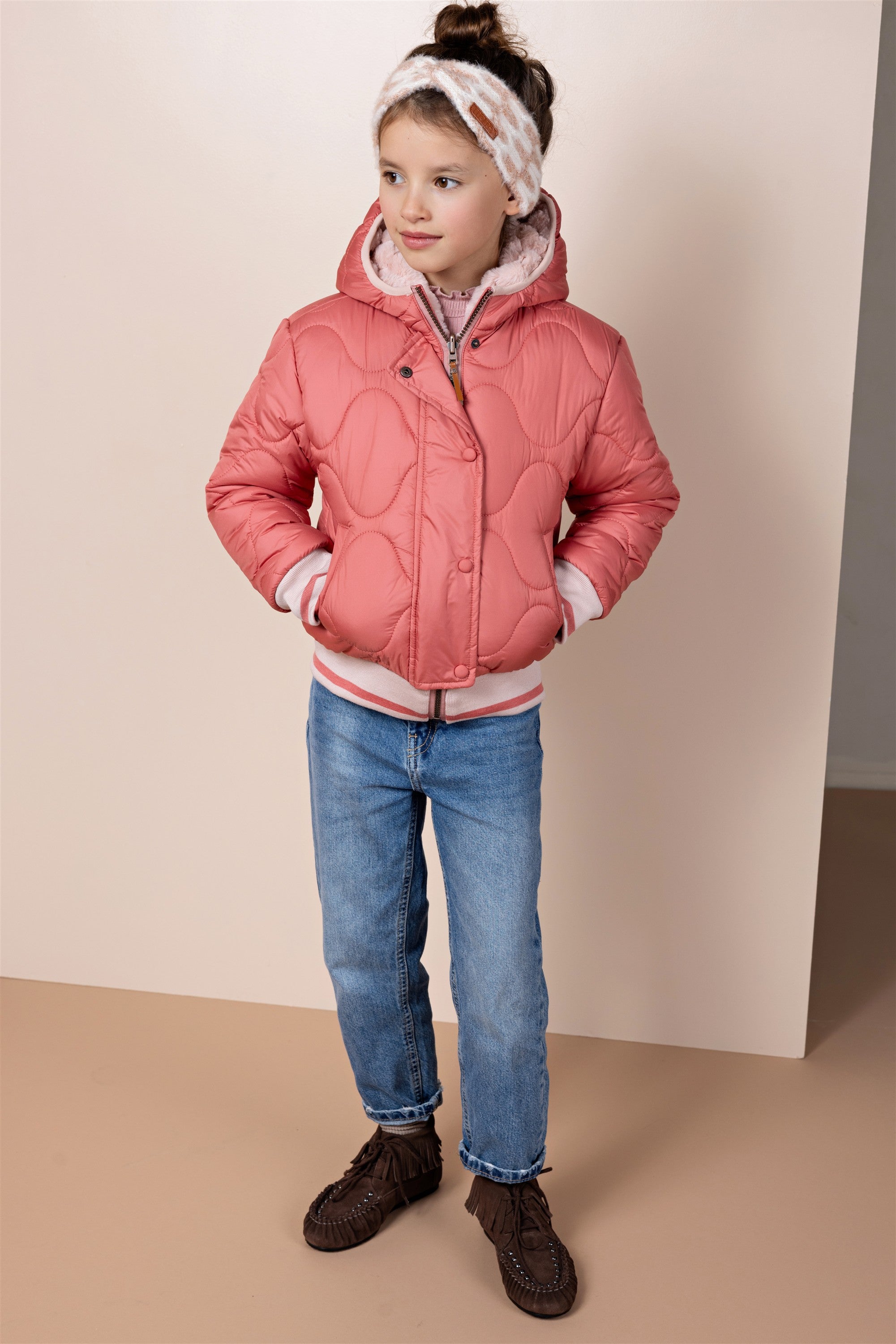 Bomby Reversible Girls Hooded Winter Bomberjacket
