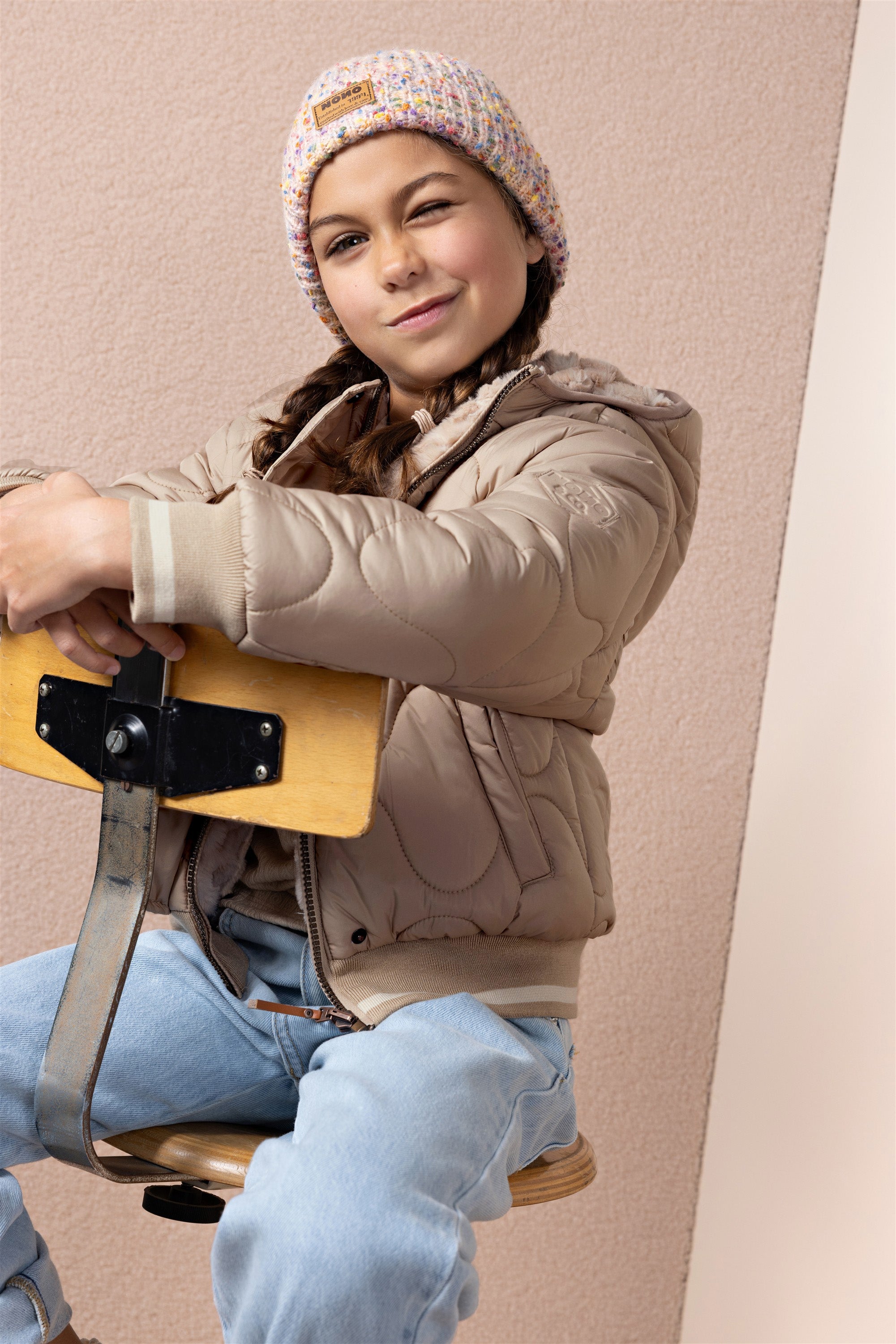 Bomby Reversible Girls Hooded Winter Bomberjacket
