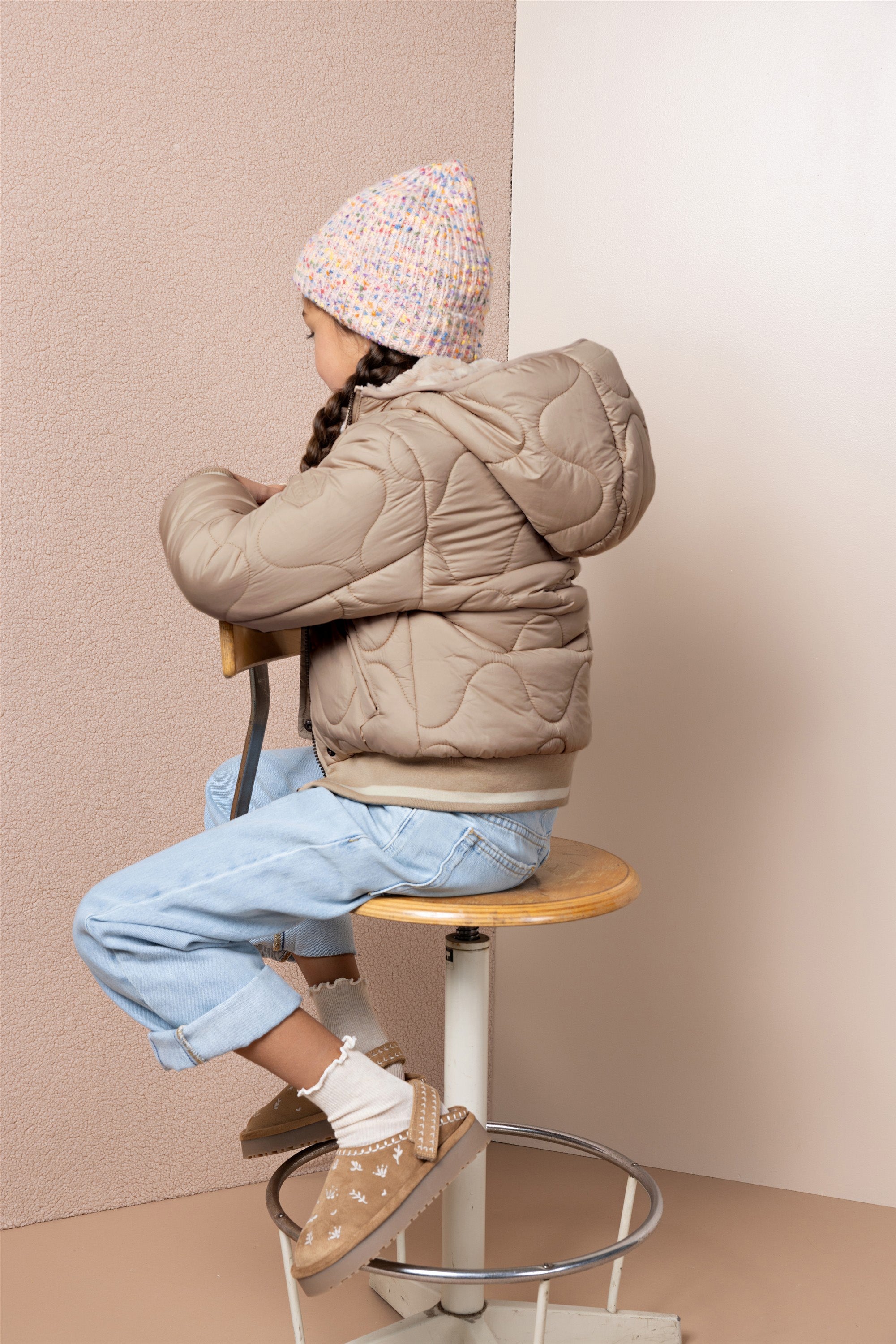 Bomby Reversible Girls Hooded Winter Bomberjacket