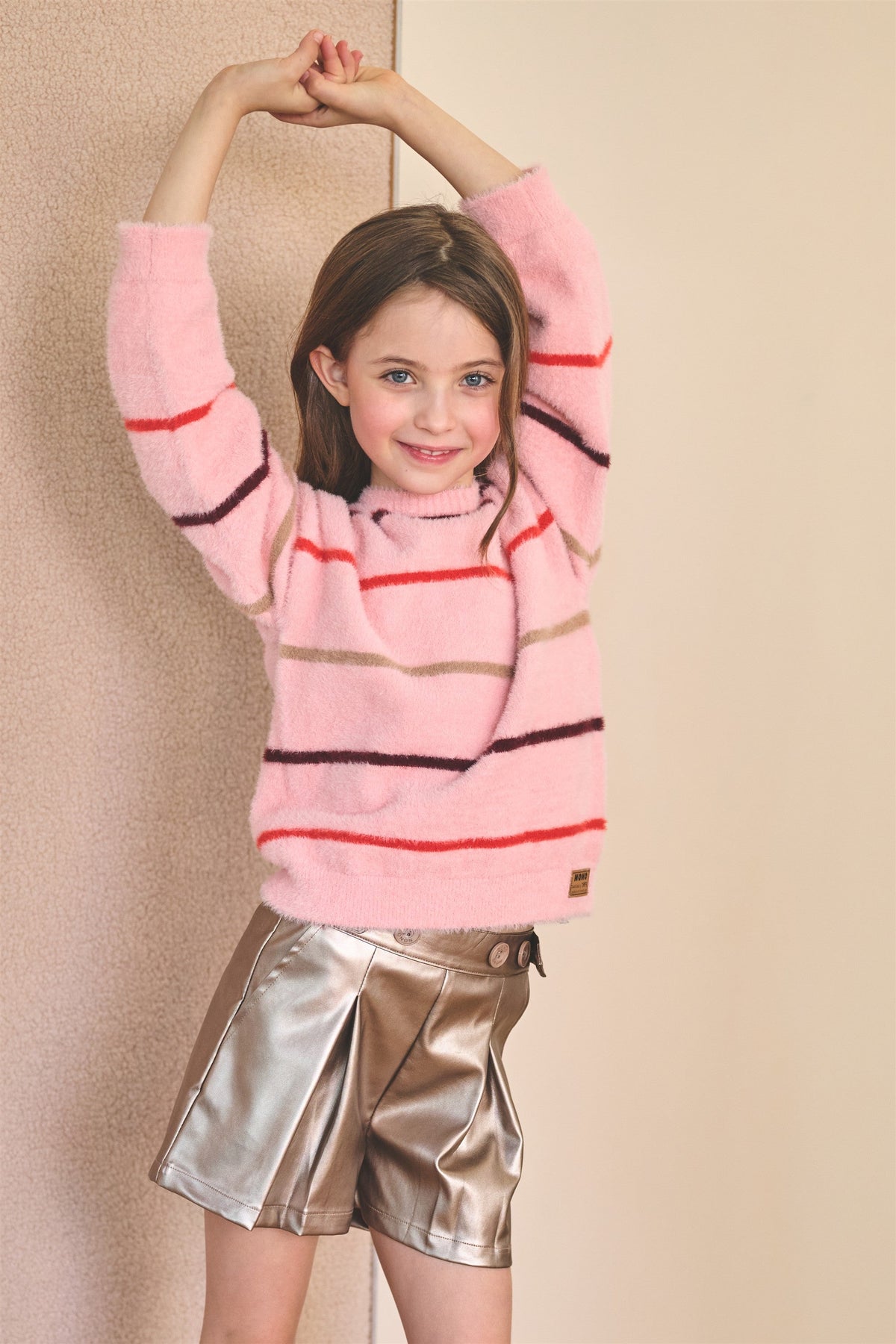 Keson Fluffy Soft Knitted Striped Sweater
