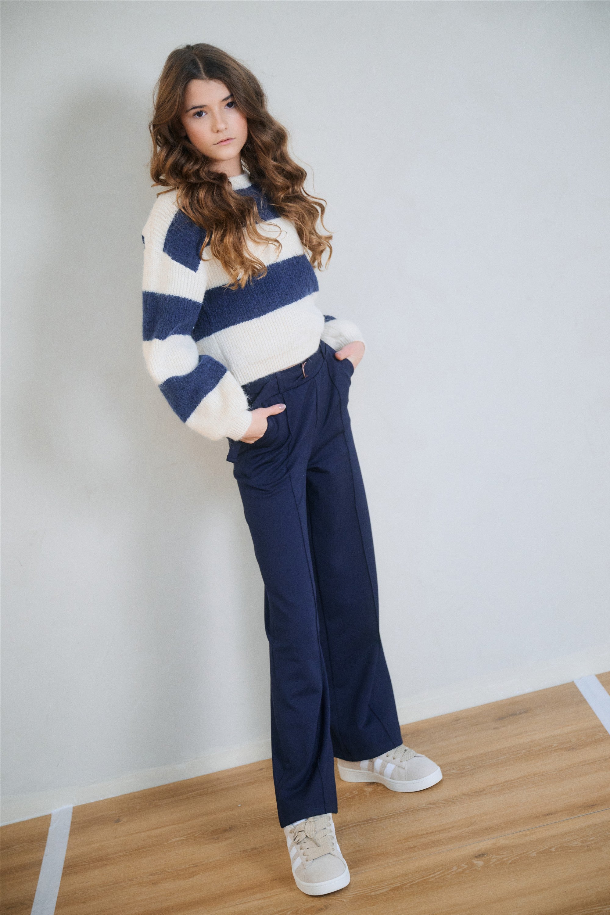 Salet Wide Leg Interlock Pants with belt