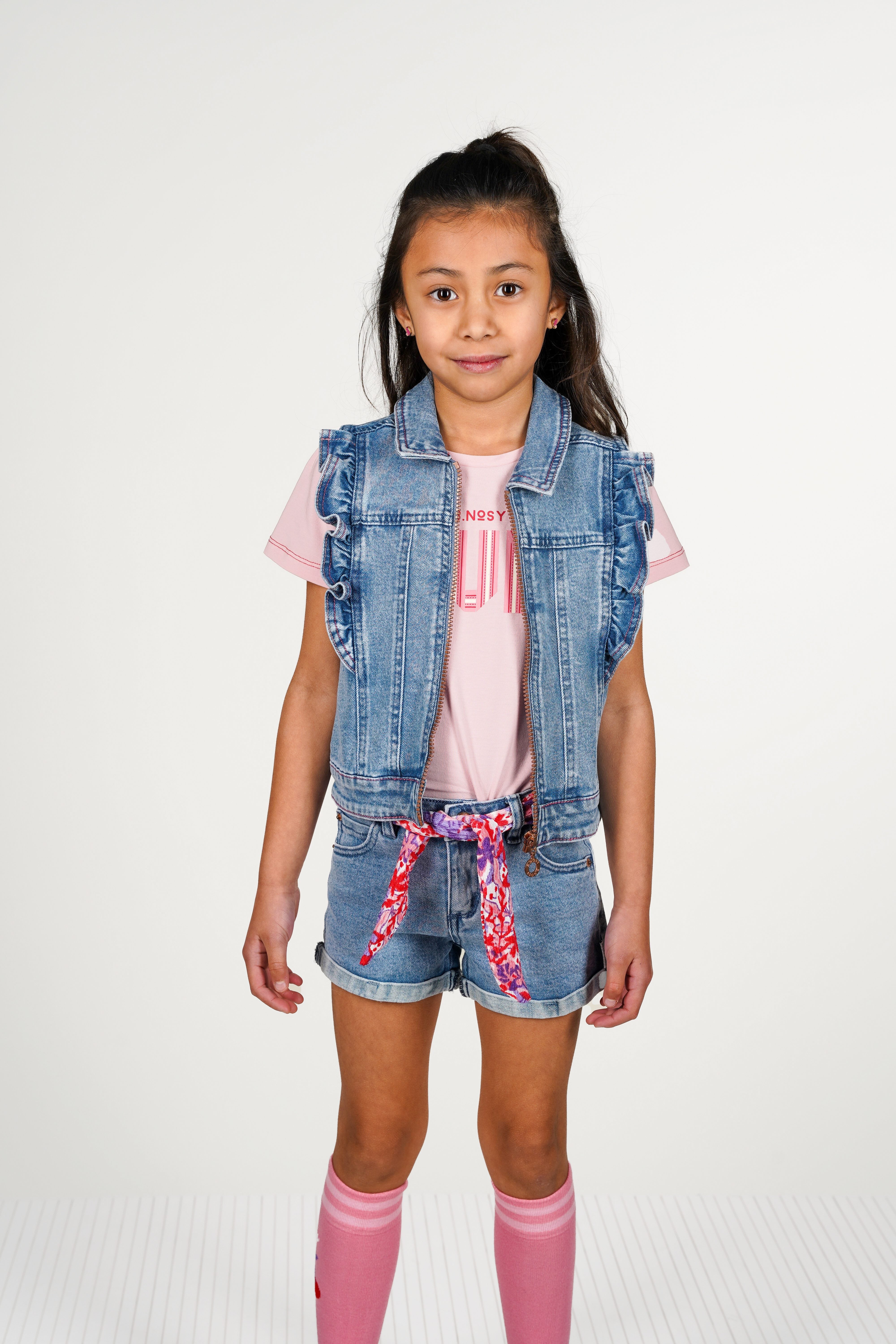 Patty denim shorts with printed belt