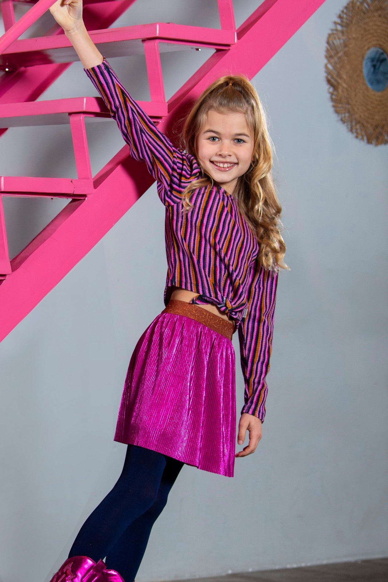 Roza B.Nosy girls metallic skirt roze