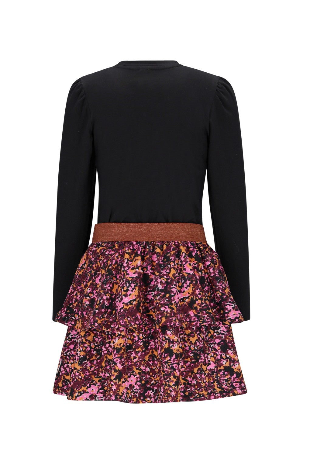 Daphne B. Nosy girls dress with 2-layer printed skirt