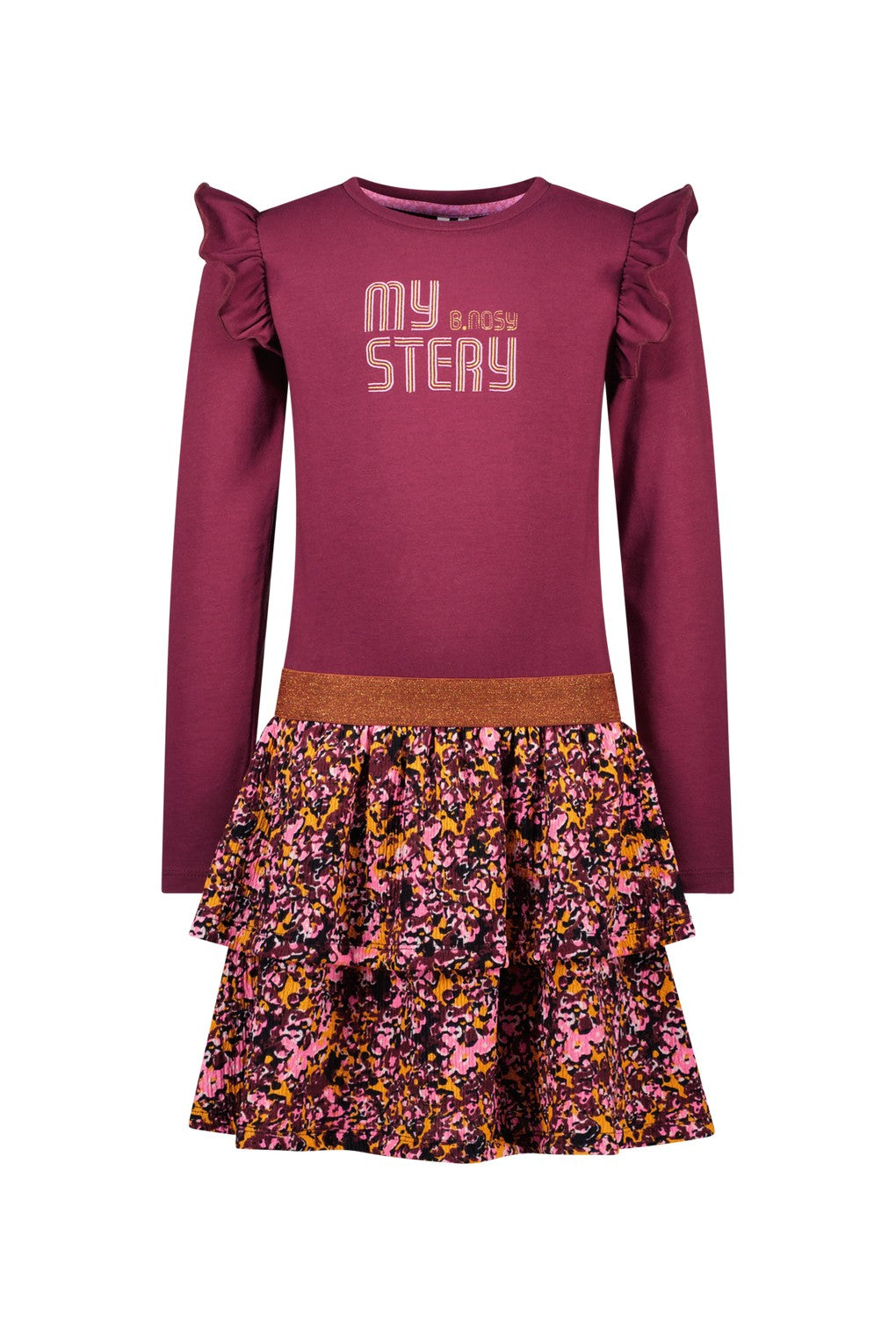Daphne B. Nosy girls dress with 2-layer printed skirt