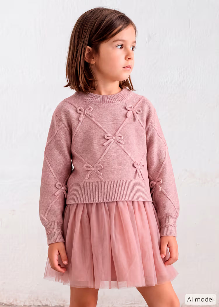 Knit dress with bows